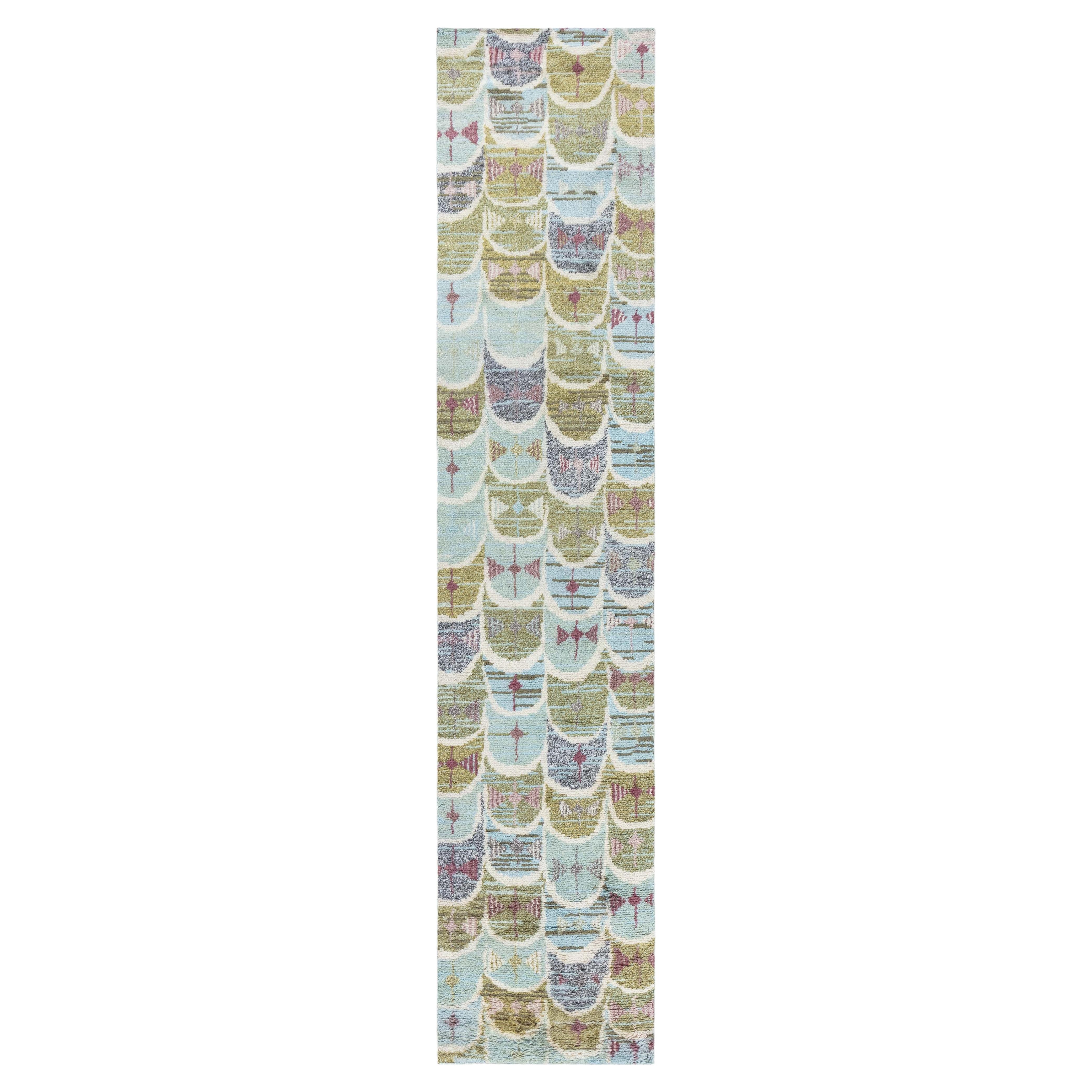 "Semilune" Modern Scandinavian Geometric Slate Gray Runner by Doris Leslie Blau