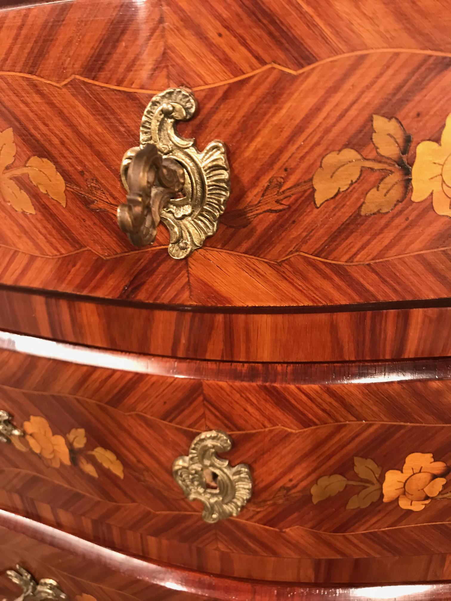 Seminaire, Tallboy Louis XV Style in Marquetry Kingwood In Good Condition In Montreal, QC