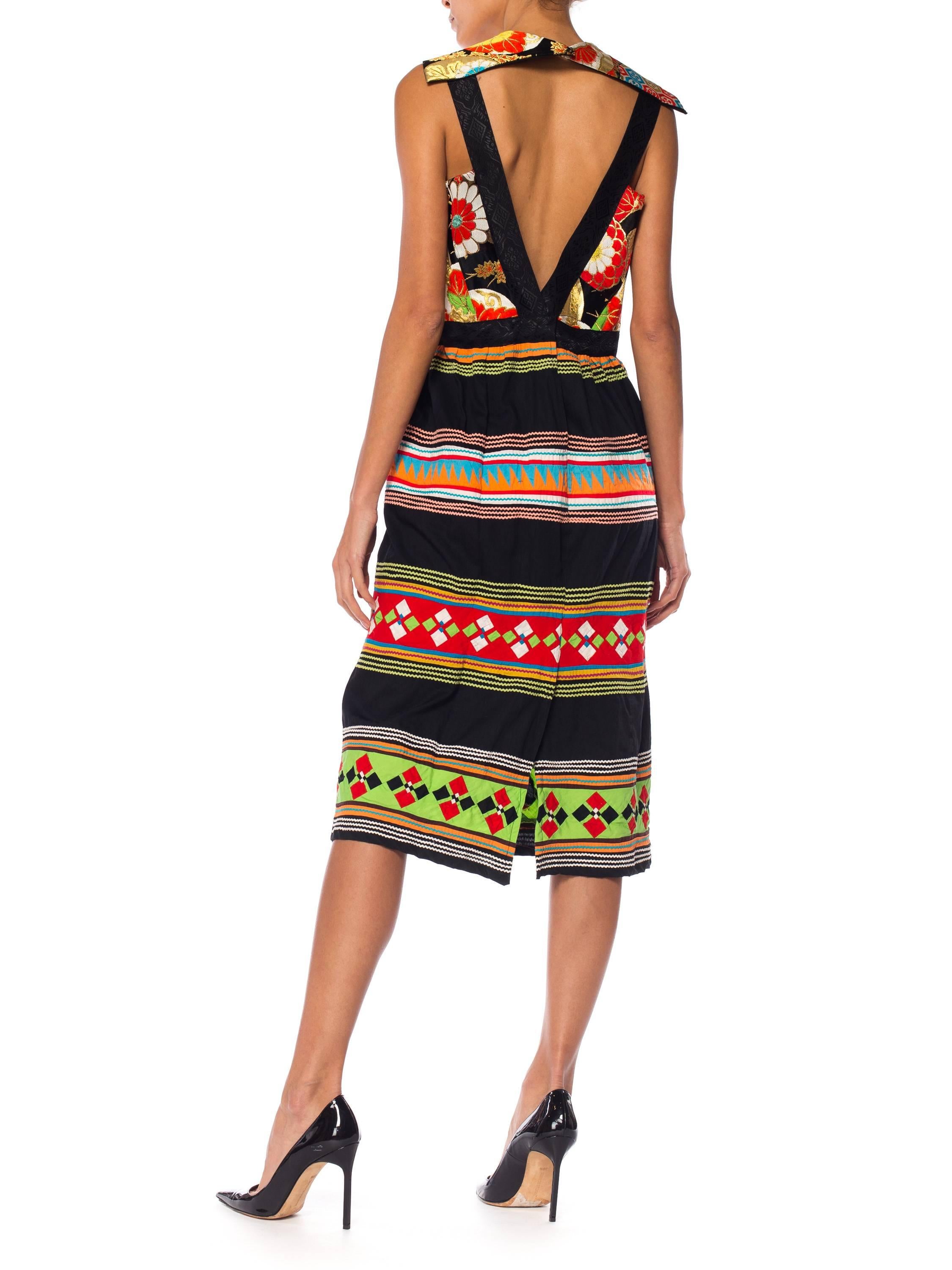 MORPHEW COLLECTION Kleid aus Seide und Baumwolle aus japanischem Obi-Brokat Seminole  Damen im Angebot