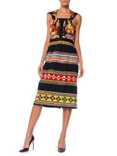MORPHEW COLLECTION Silk & Cotton Dress Made From Japanese Obi Brocade Seminole