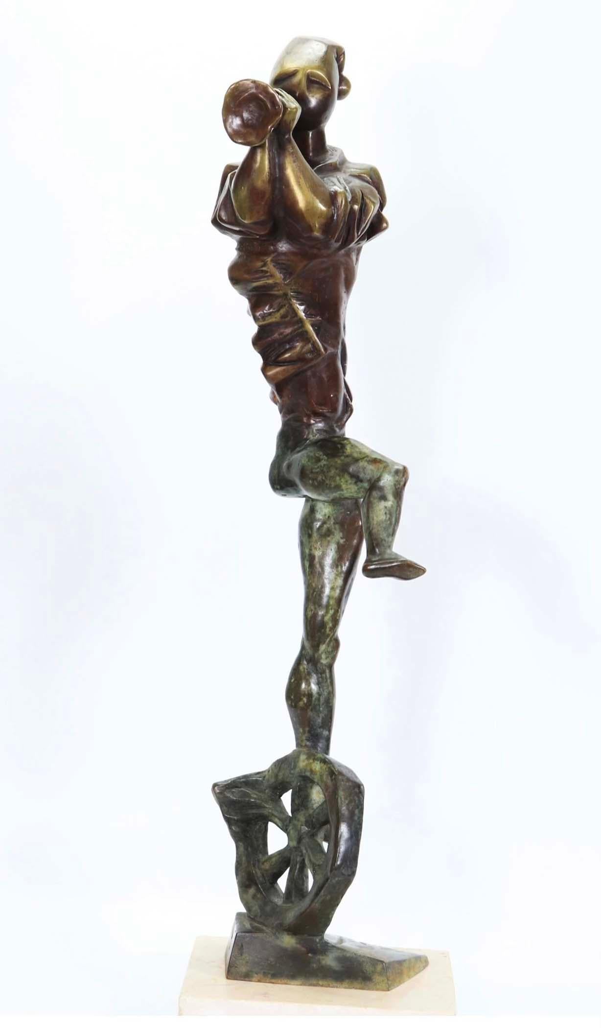 Figurative Sculpture SEMION RABINKOV - Joueur de corne de bœuf