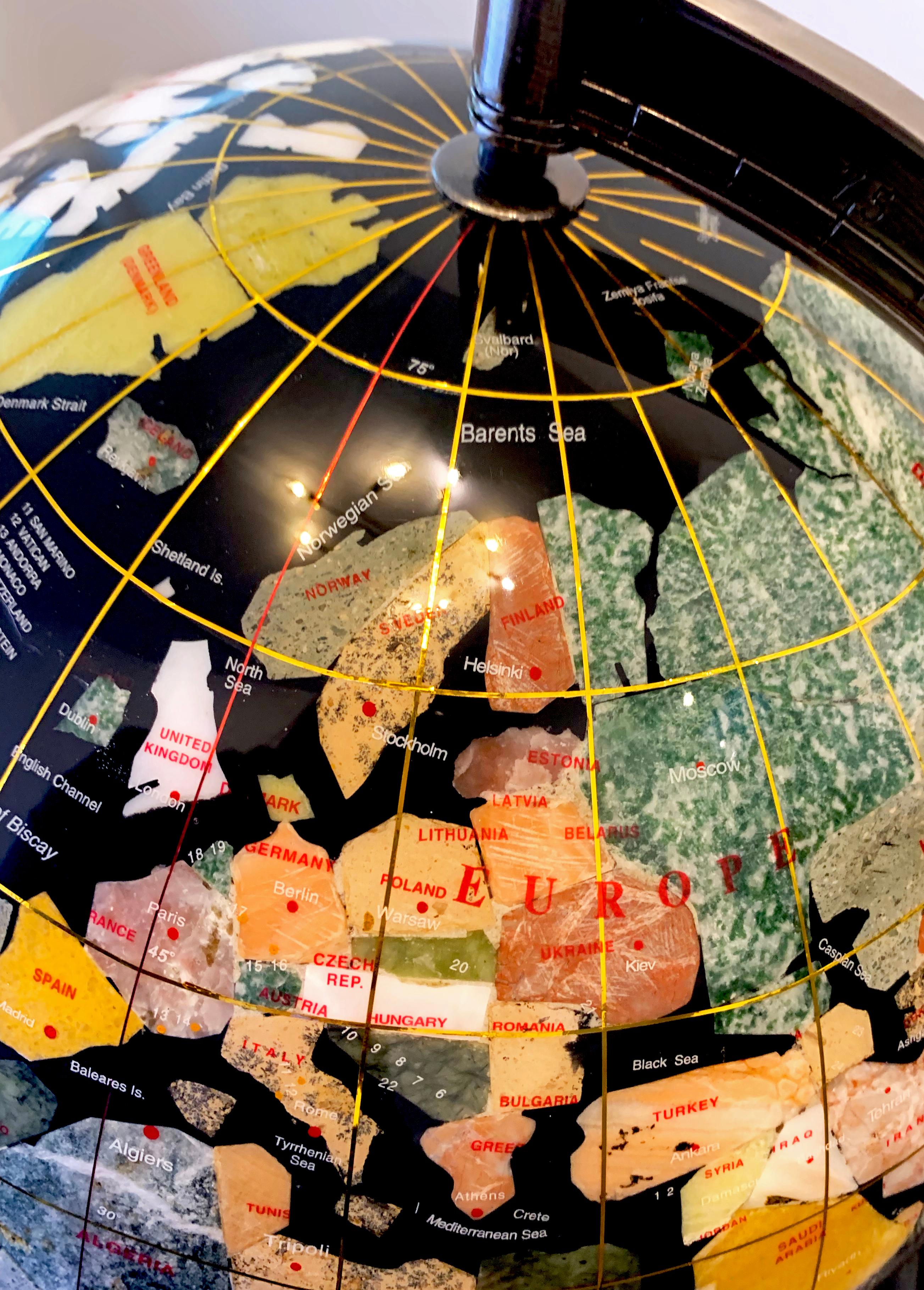 Multi-gemstone Semiprecious Stone Globe 20th Century Black