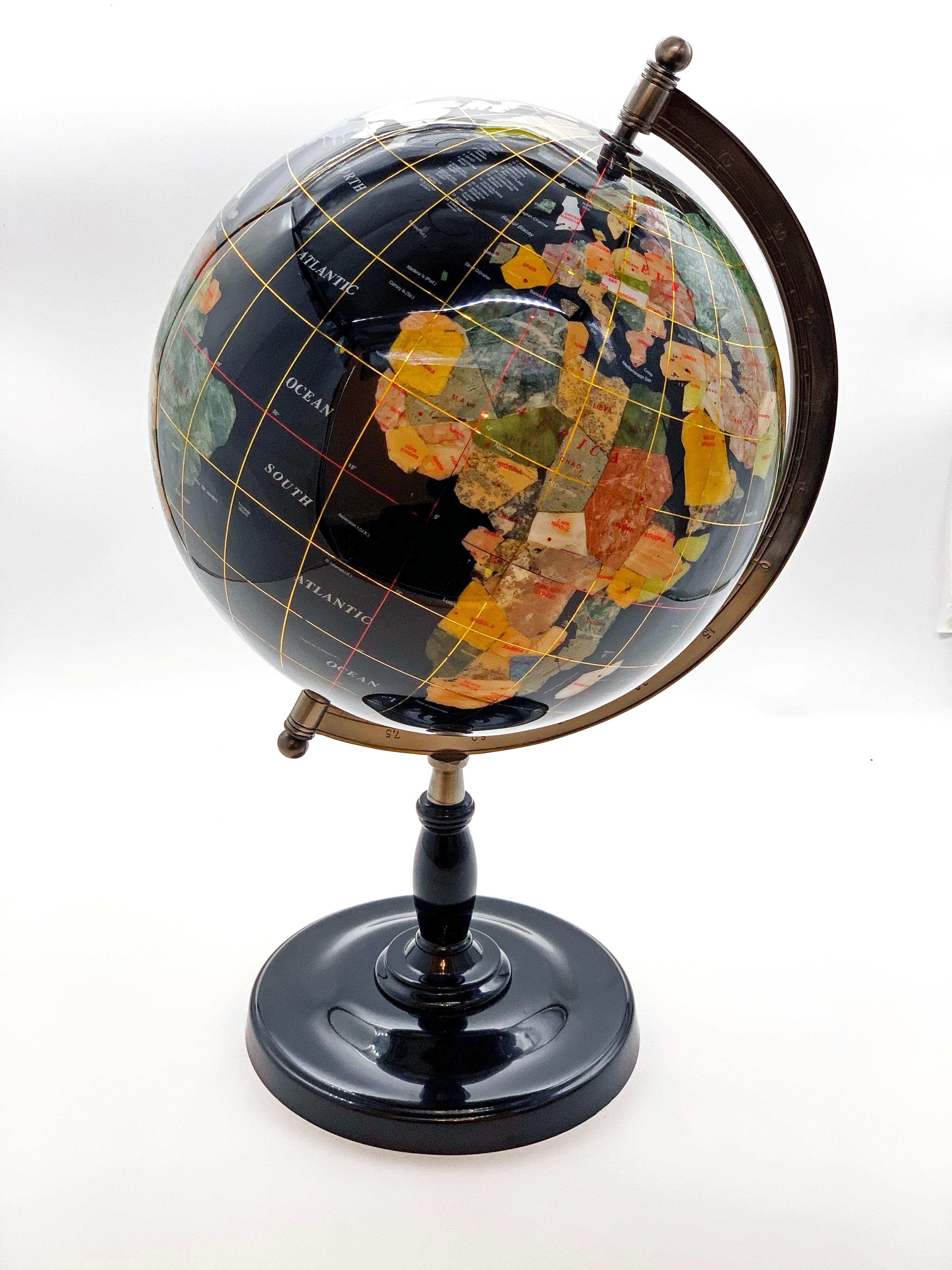 Semiprecious Stone Globe 20th Century Black 1