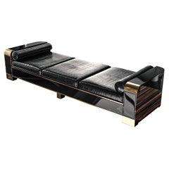 "Semiretta" Daybed with Bronze, Polished Ebony and Stainless Steel, Istanbul