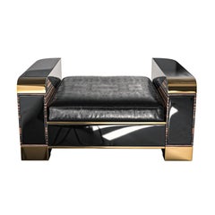Otomana "Semiretta" de bronce, ébano pulido y acero inoxidable, Estambul