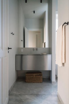 SEMPLICE Brushed Steel and Oak Integrated Vanity by Caia Leifsdotter