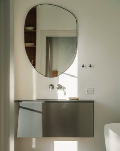 SEMPLICE Brushed Steel and Oak Vanity with Side Panels by Caia Leifsdotter