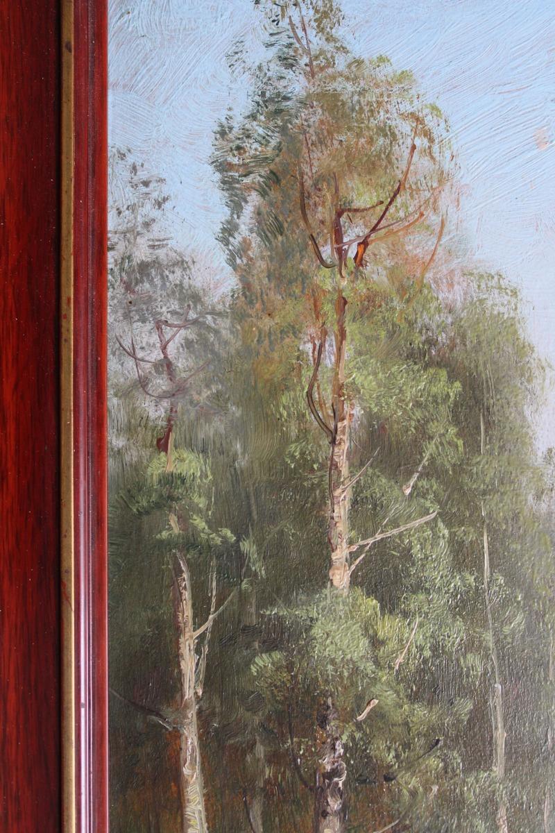 Fisherman On The River  Oil on cardboard, 40x20 cm For Sale 1