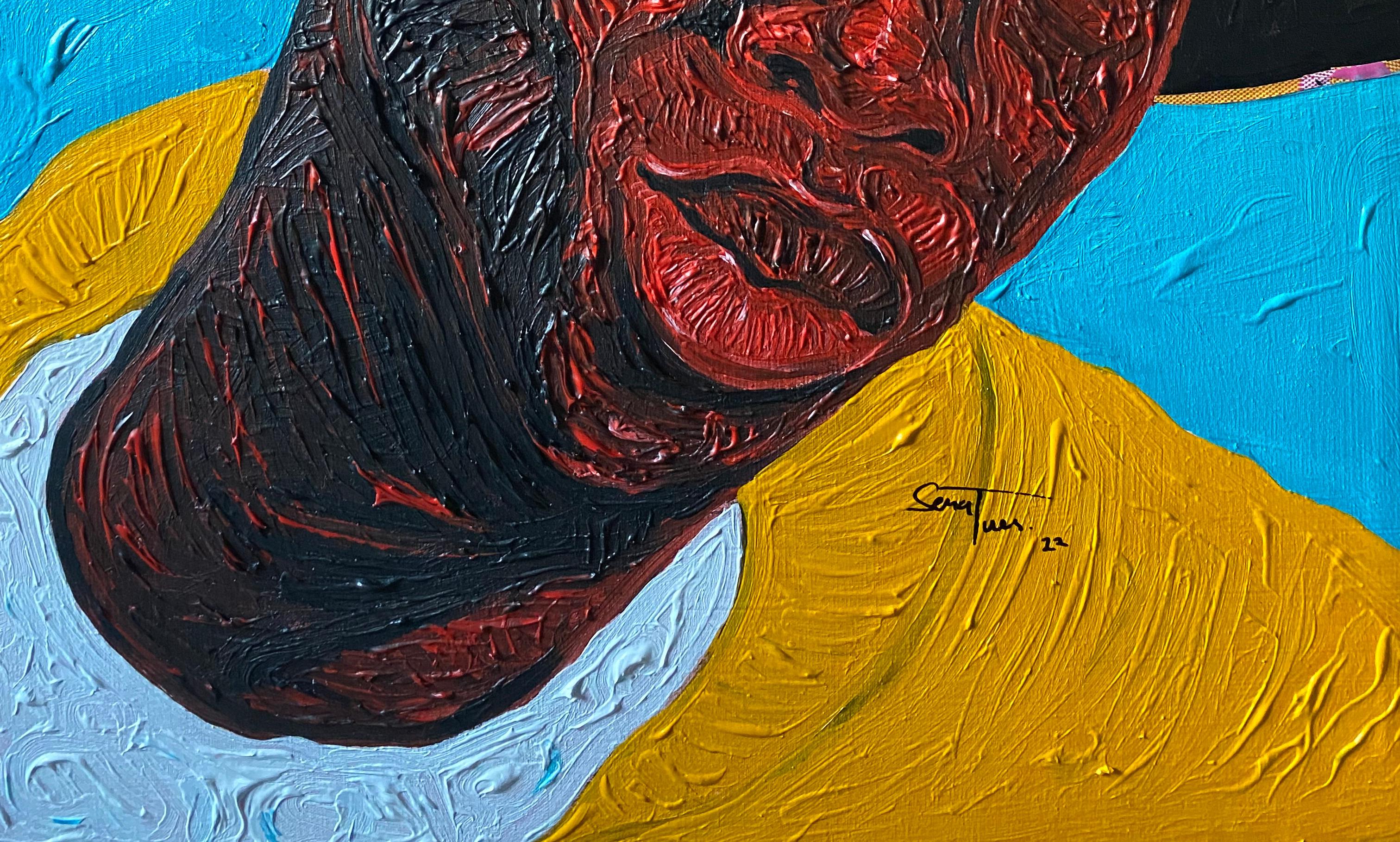 Life is Elsewhere - Black Figurative Painting by Sena Tues