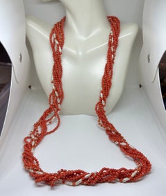 Senator Dianne Feinstein's Coral Pearl 18 Karat Gold Torsade Necklace 30 Inch