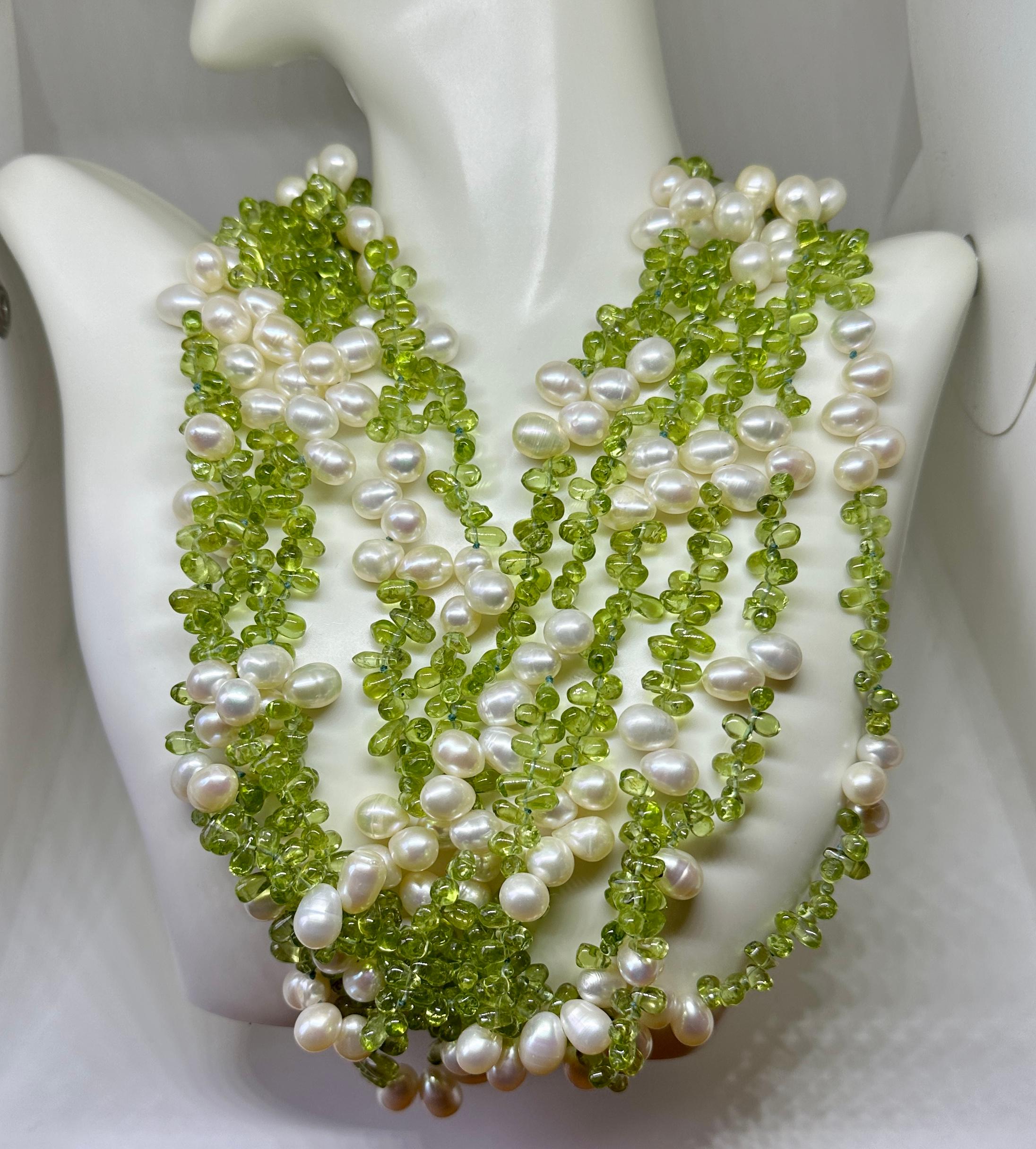 Senator Dianne Feinstein's Peridot Pearl Necklace With Photo Multi Strand For Sale 4