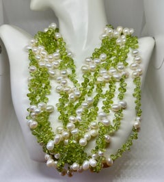 Senator Dianne Feinstein's Peridot Pearl Necklace With Photo Multi Strand