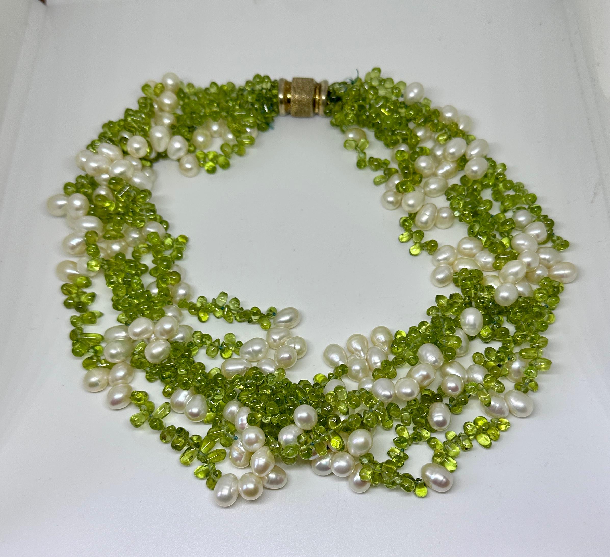 Bead Senator Dianne Feinstein's Peridot Pearl Necklace With Photo Multi Strand For Sale