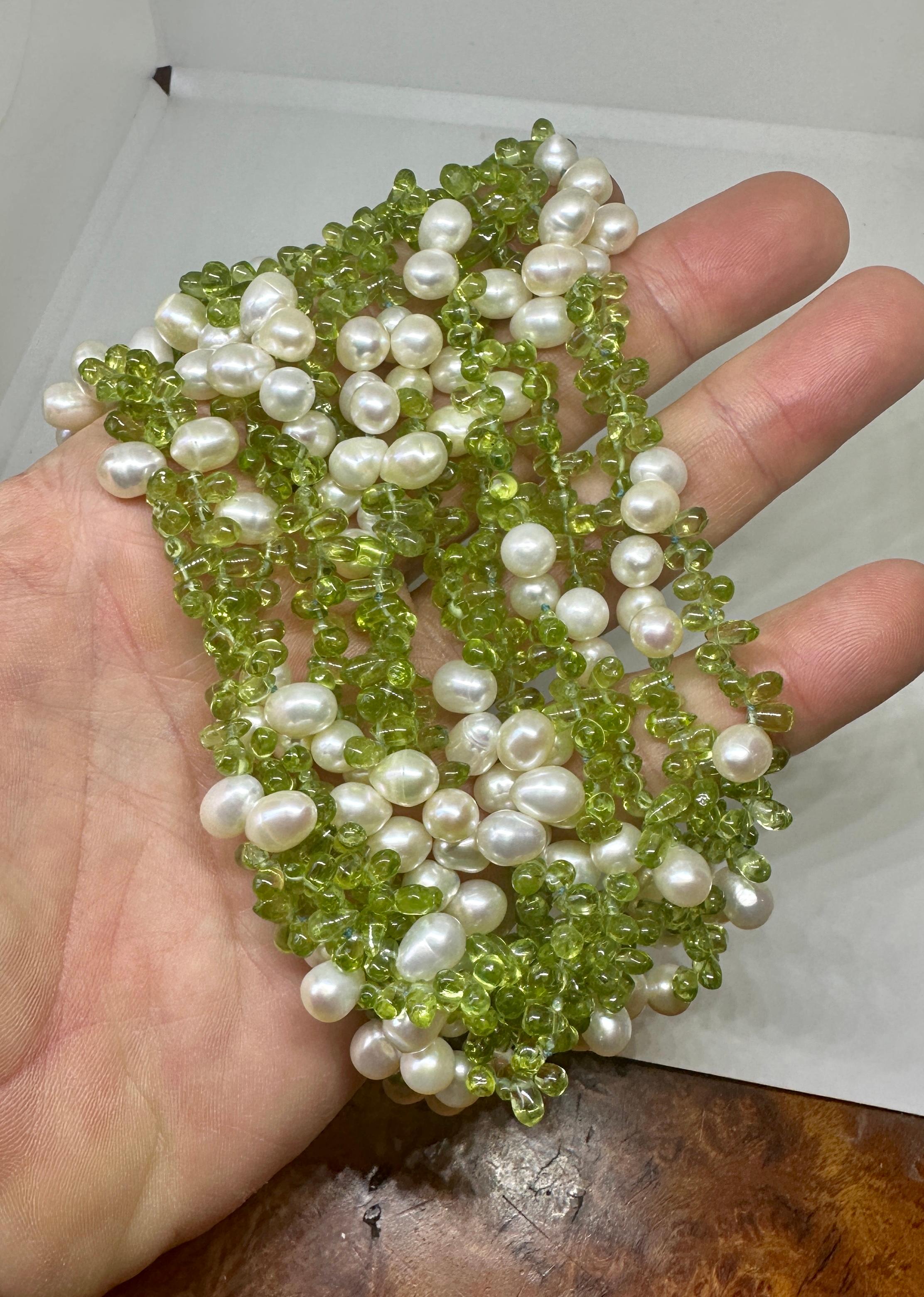 Senator Dianne Feinstein's Peridot Pearl Necklace With Photo Multi Strand For Sale 2