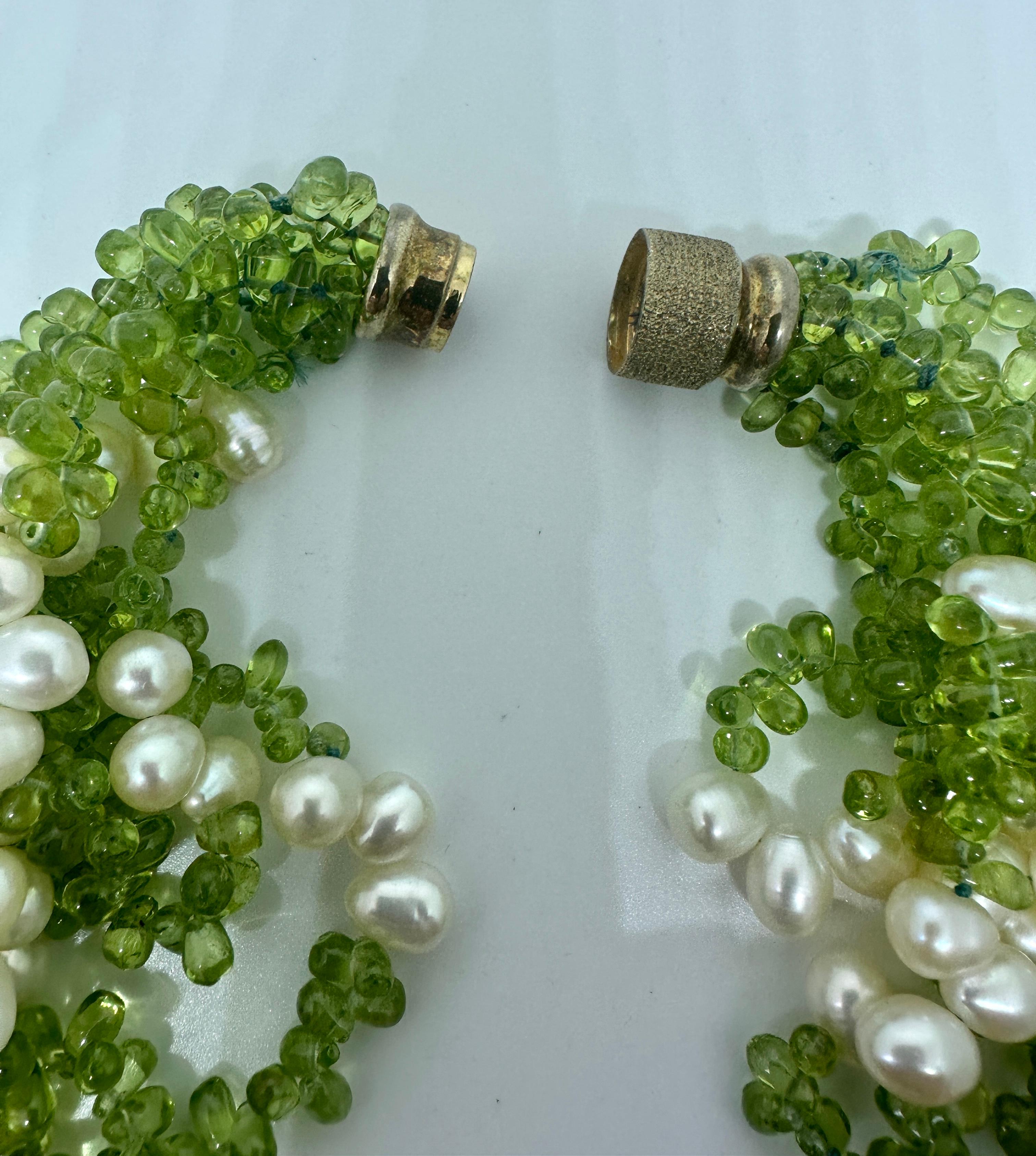 Senator Dianne Feinstein's Peridot Pearl Necklace With Photo Multi Strand For Sale 3