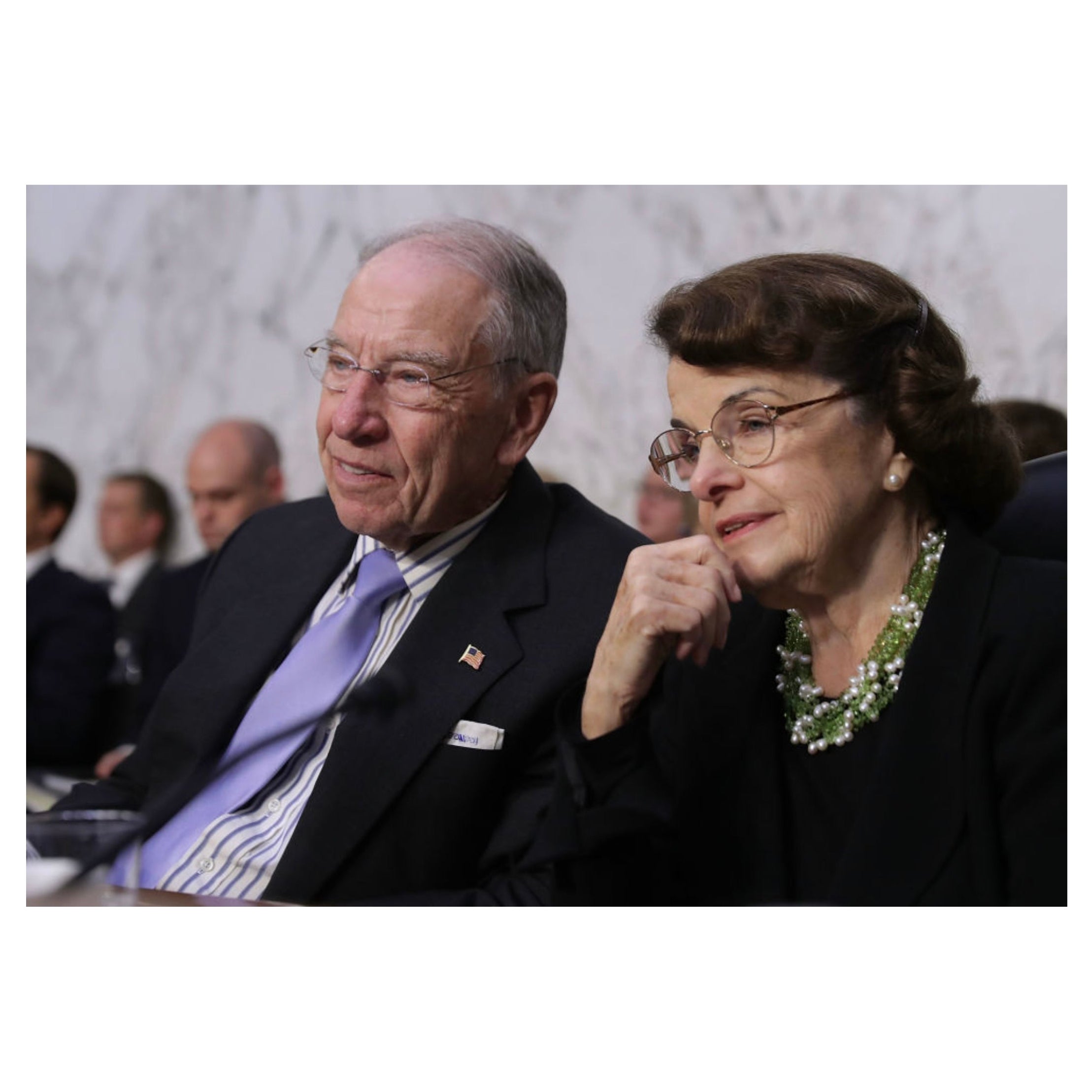 Senator Dianne Feinstein's Peridot Pearl Necklace With Photo Multi Strand For Sale