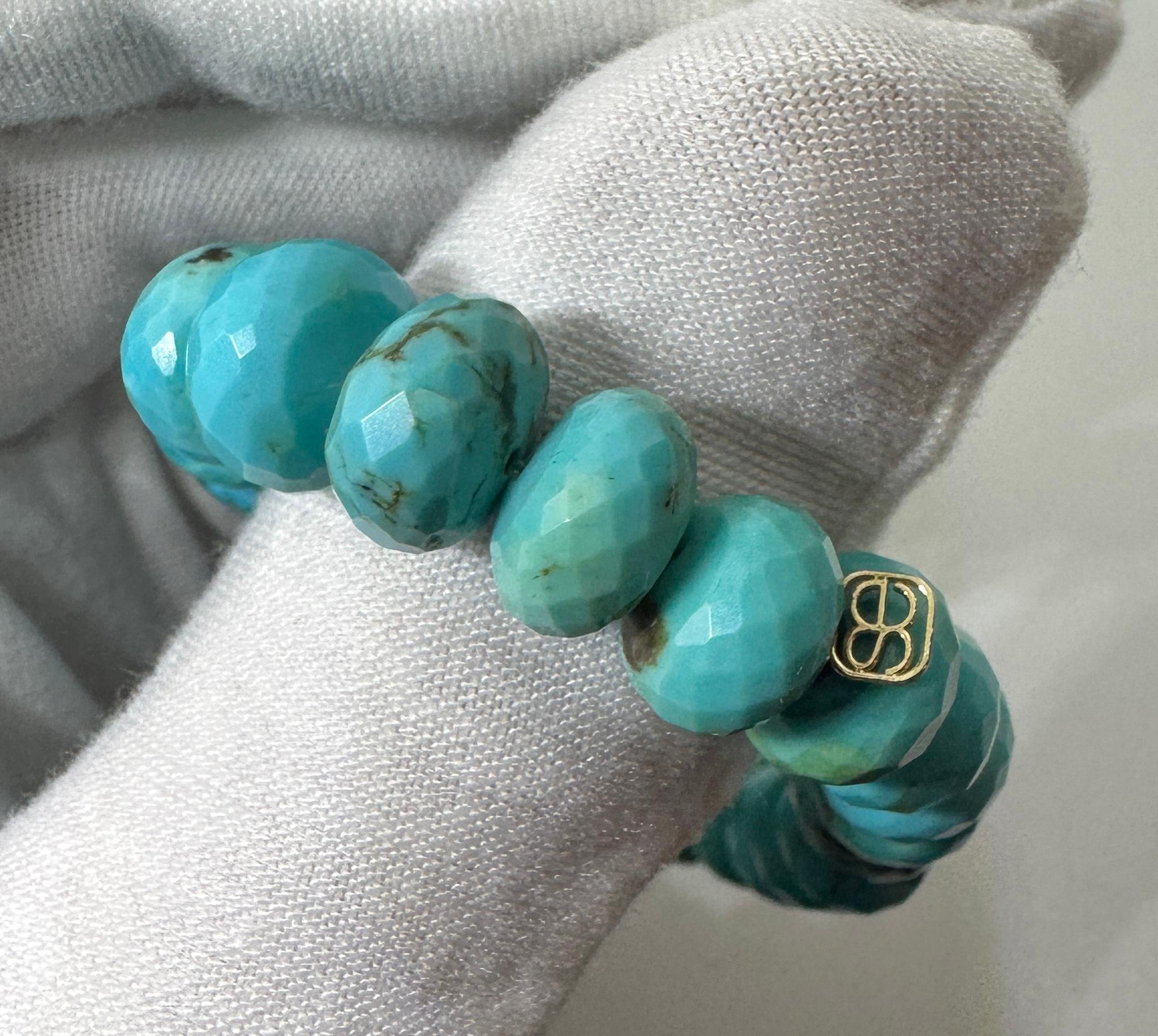 Women's or Men's Senator Dianne Feinstein's Turquoise Diamond Enamel Good Luck Charm Bracelet For Sale