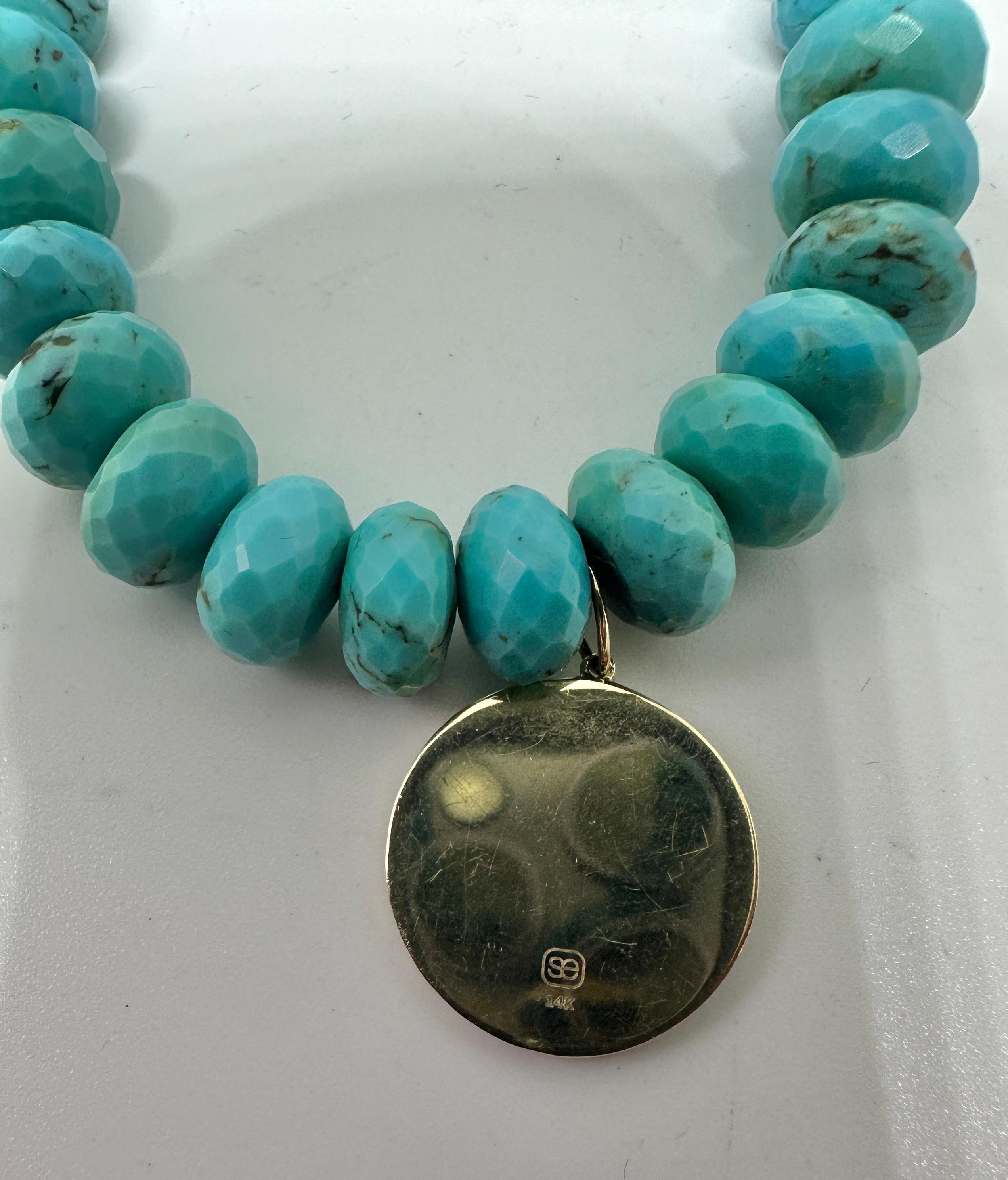 Senator Dianne Feinstein's Turquoise Diamond Enamel Good Luck Charm Bracelet For Sale 3