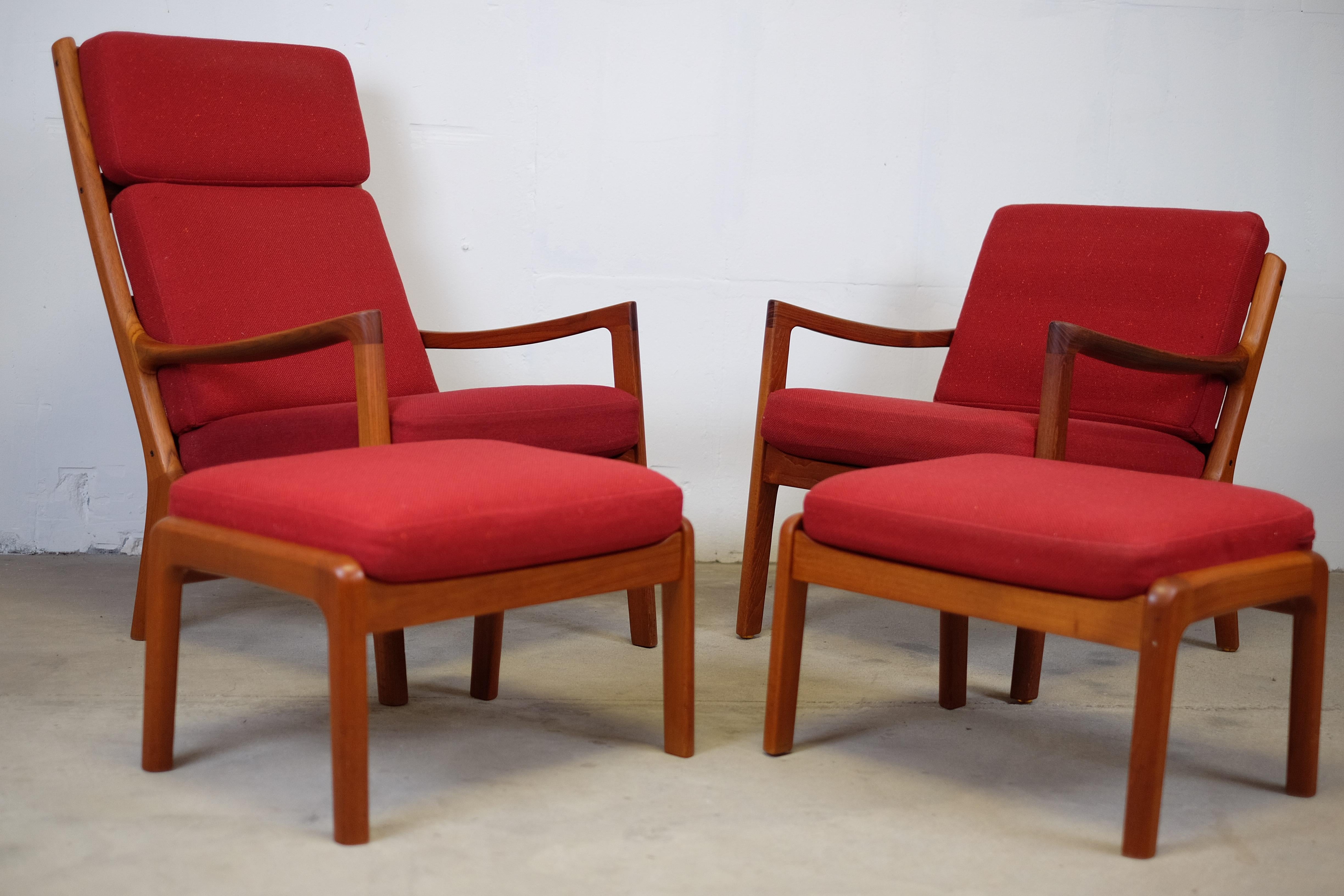 Senator Highback Lounge Chair and Ottoman by Ole Wanscher for Cado For Sale 1