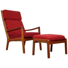 Senator Highback Lounge Chair and Ottoman by Ole Wanscher for Cado