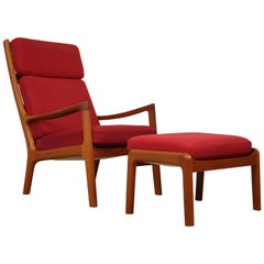 Senator Highback Lounge Chair and Ottoman by Ole Wanscher for Cado