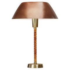 "Senator" Leather and Brass Table Lamp by Lisa Johansson-Pape, Finland 1947