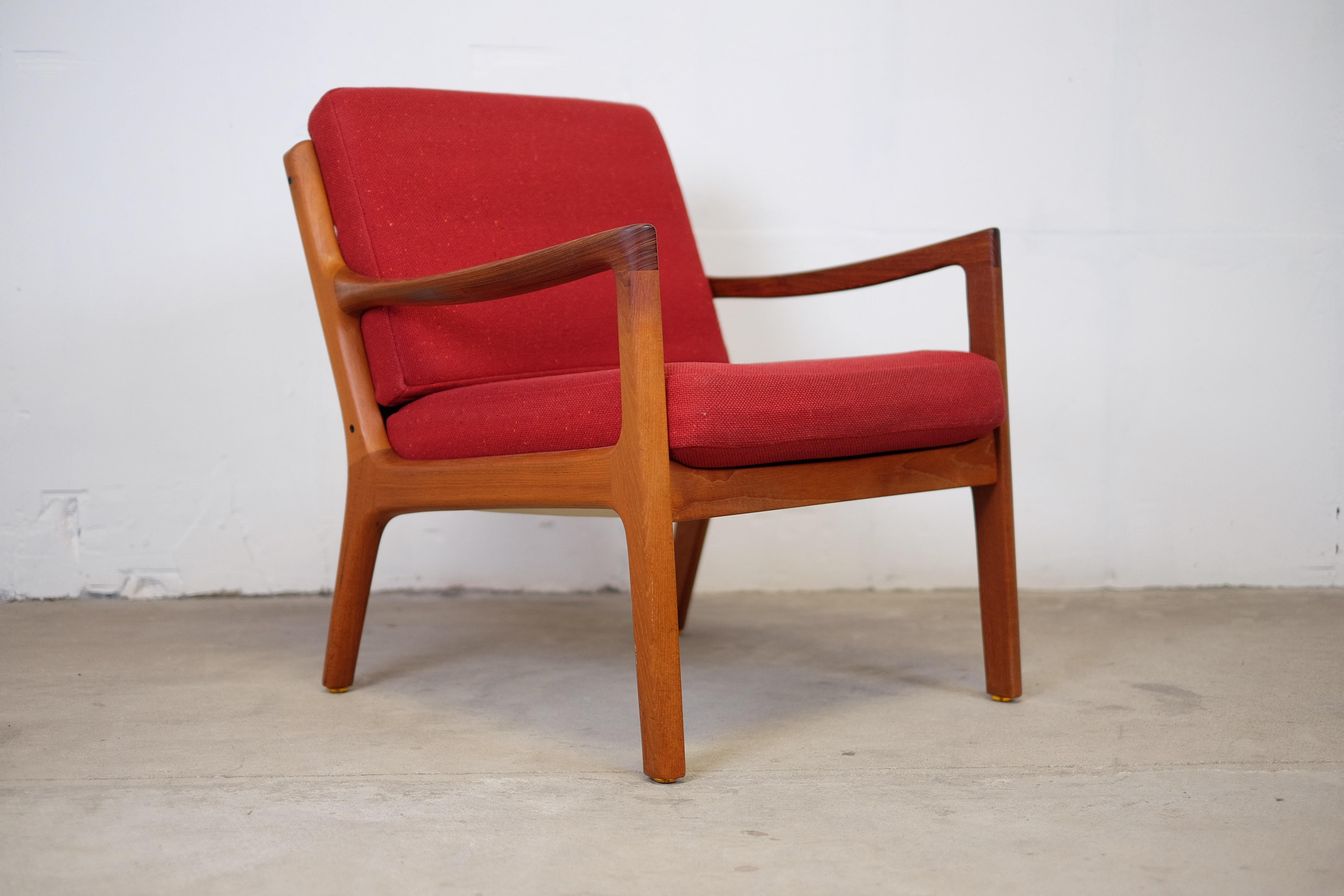 Ole Wanscher lounge chair in teak with ottoman, model senator by Cado Furniture.

The teak frame is very beautiful, and it's in very good condition. It's a great chair that has a good seating comfort. The chair are made in the golden era of