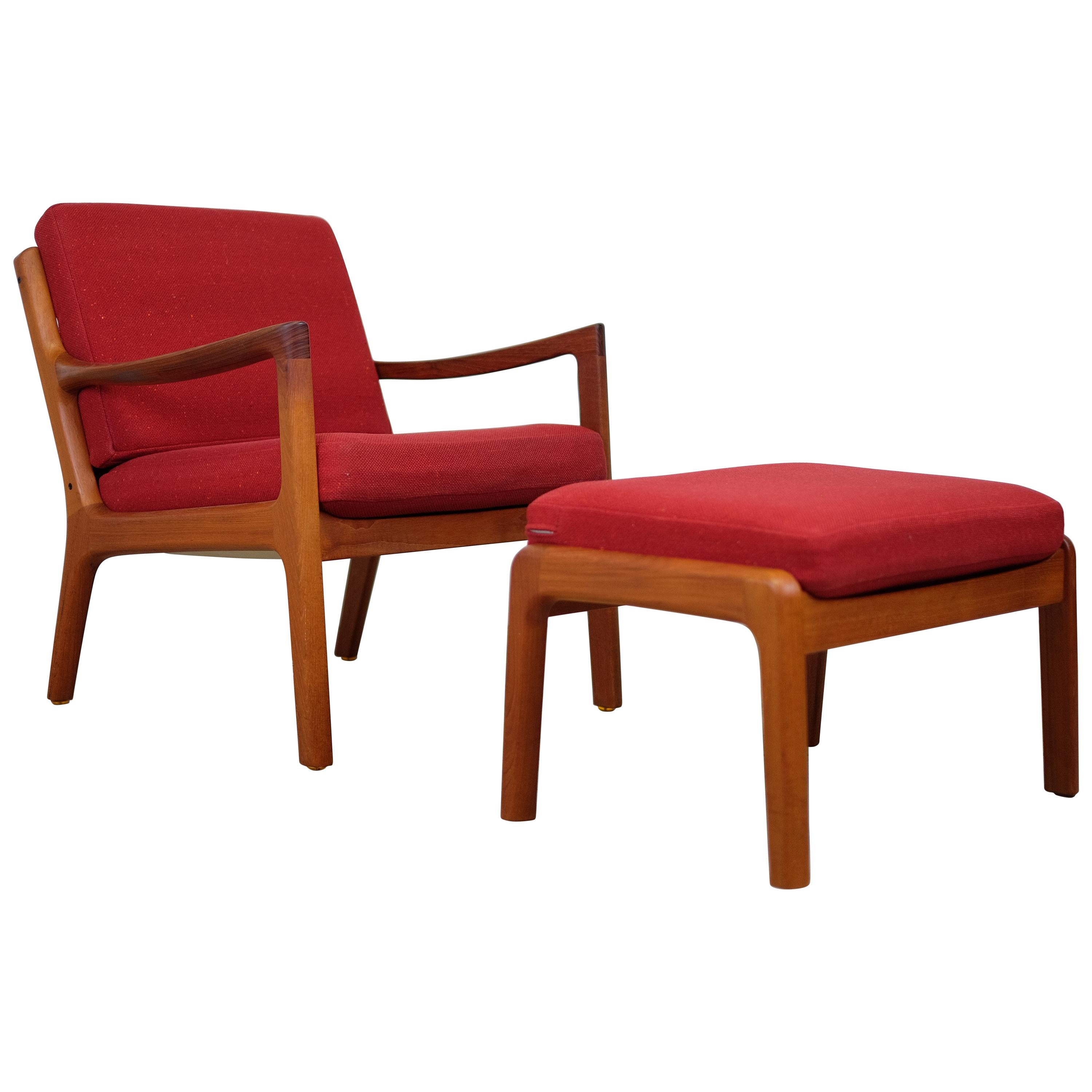 Senator Lounge Chair and Ottoman by Ole Wanscher for Cado For Sale