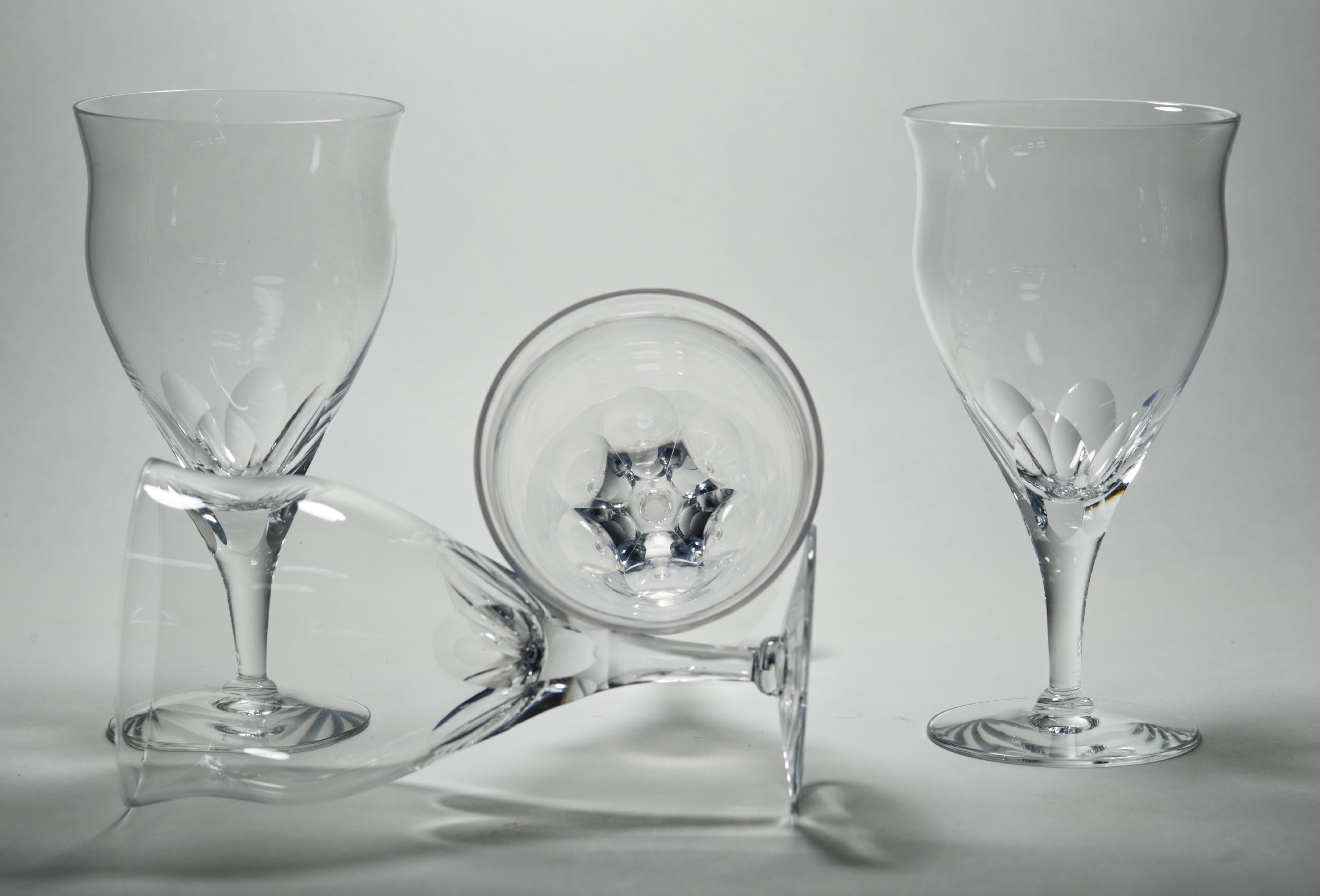 American Seneca Glass Set of 4 Cut Crystal Lafayette Water Goblets, 1950s-1960s For Sale