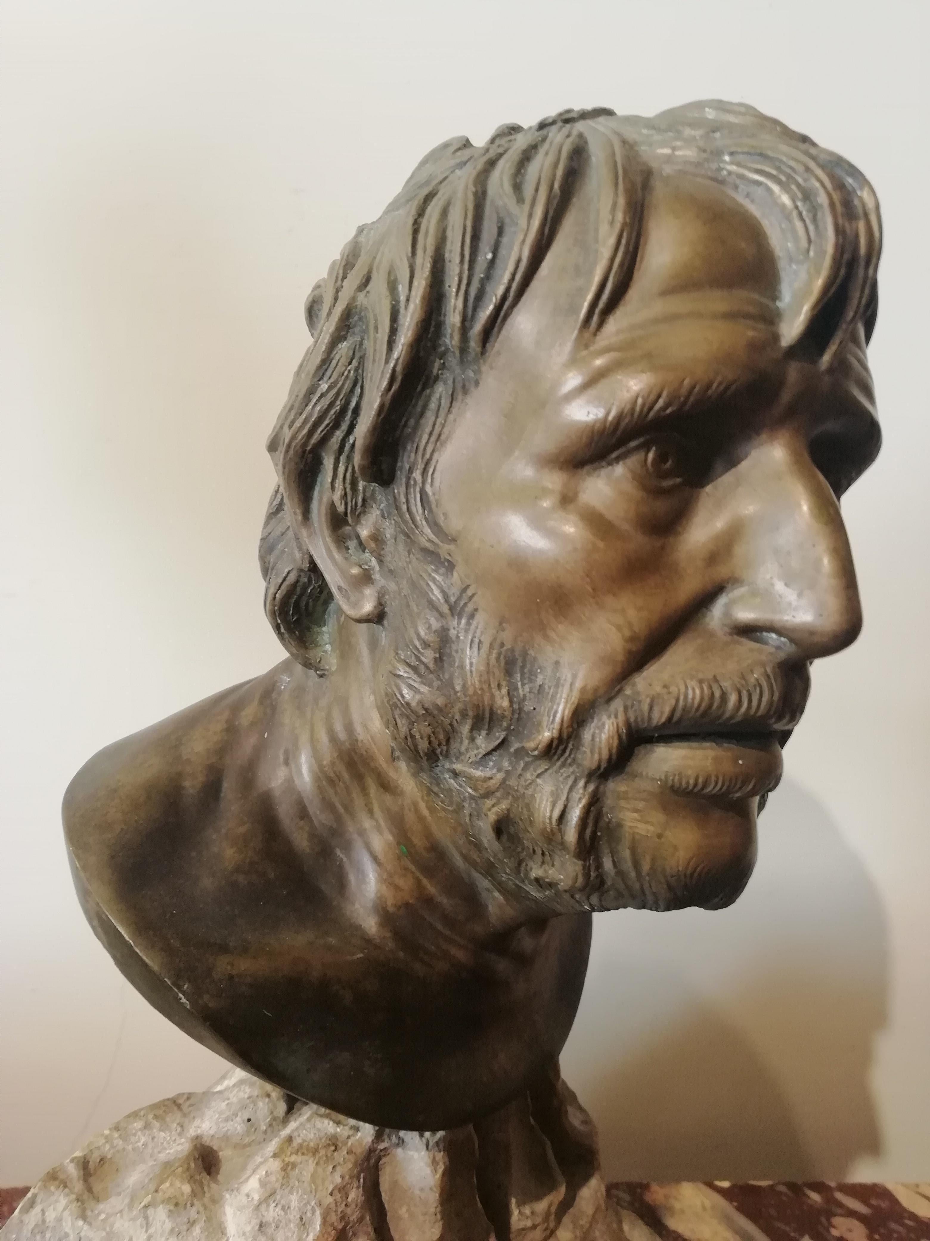 Mid-19th Century Seneca, Philosopher Playwright Roman Politician Buste Bronze Italian For Sale