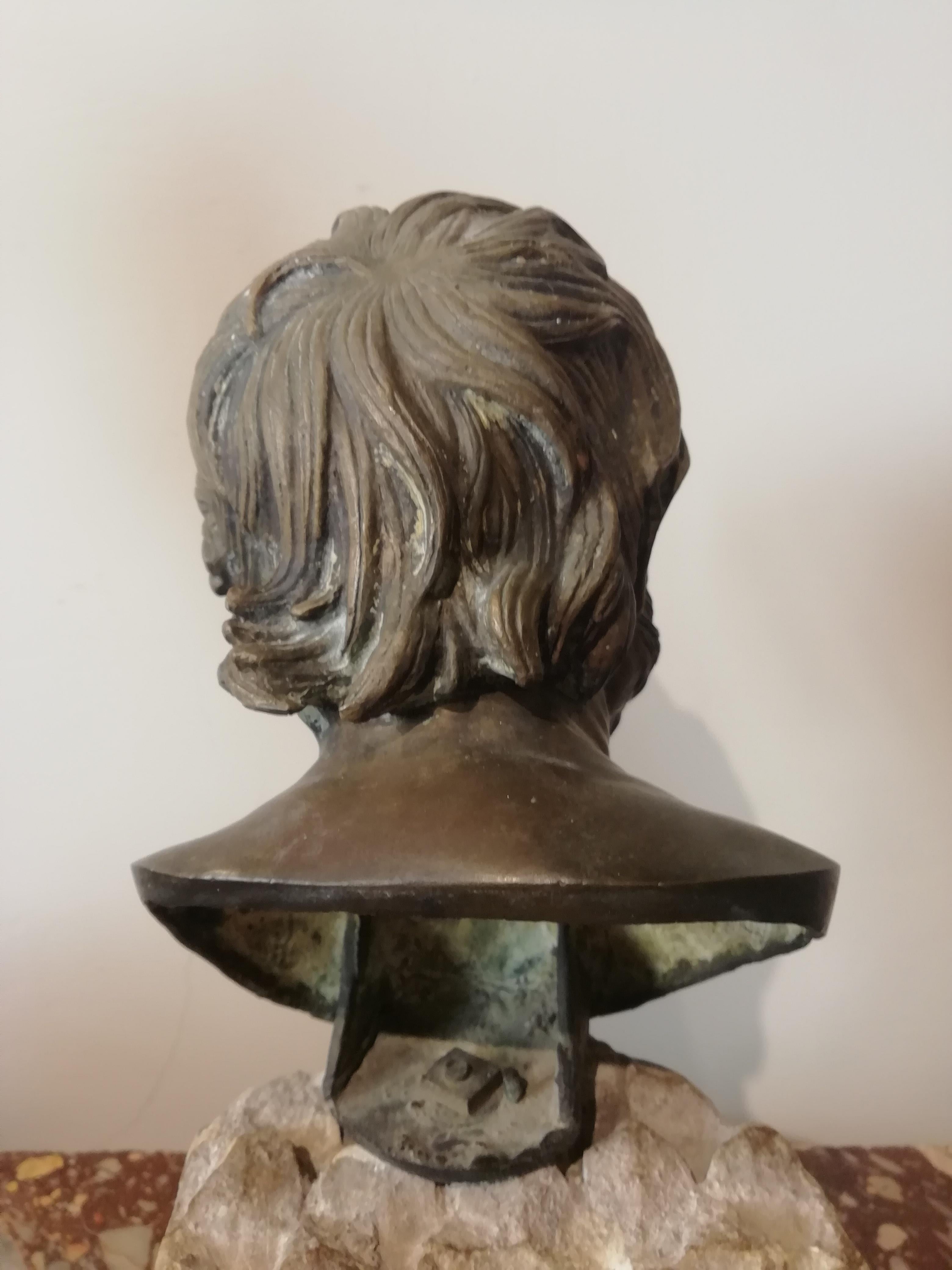 Seneca, Philosopher Playwright Roman Politician Buste Bronze Italian For Sale 1