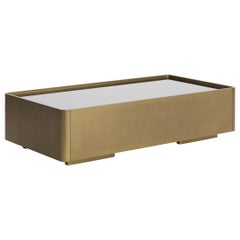 Sêni Coffee Table in Antique Brass Color and Grey Mirrored Top