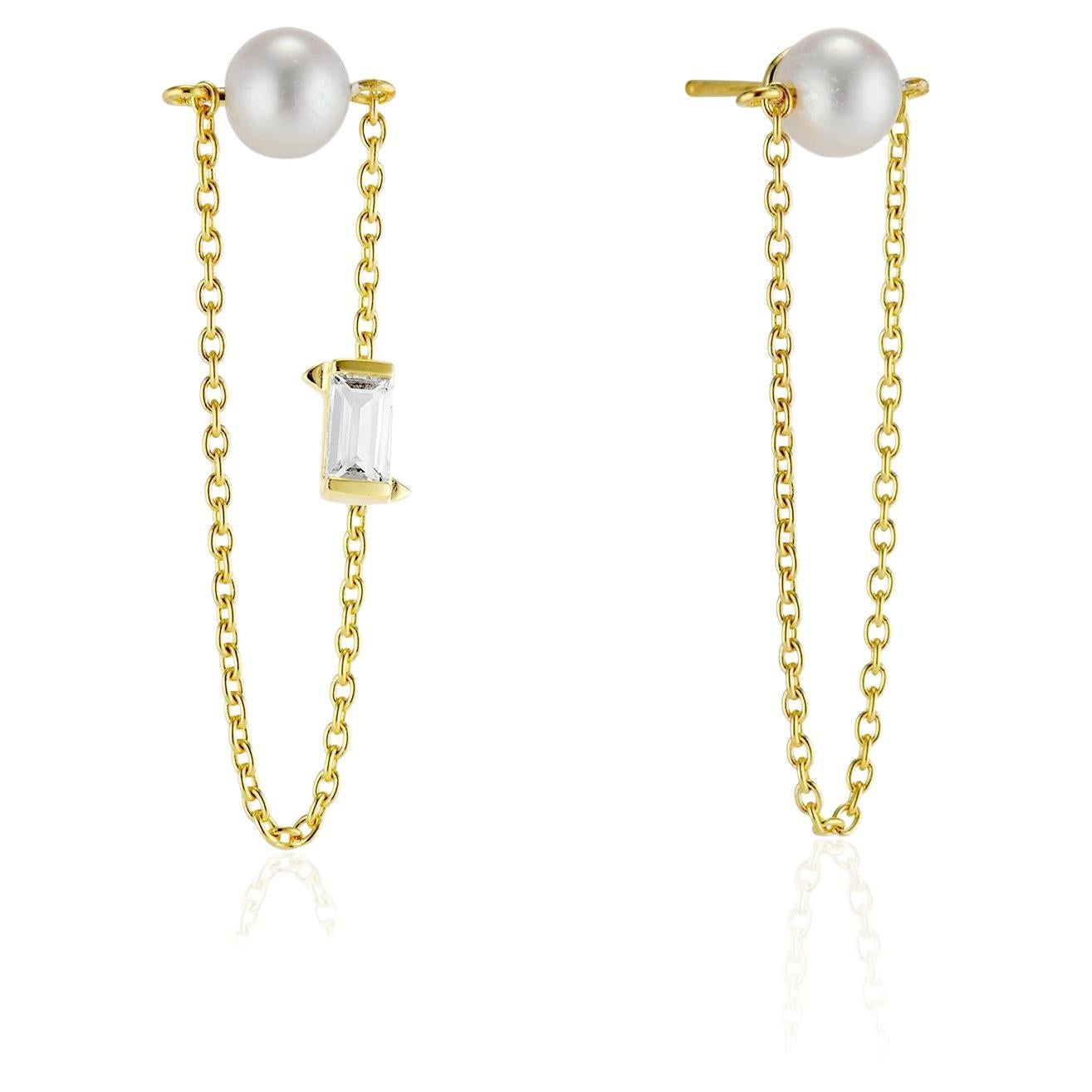 Senia Gold Plated Pearl Veil Earrings For Sale