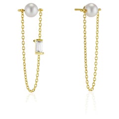 Senia Gold Plated Pearl Veil Earrings