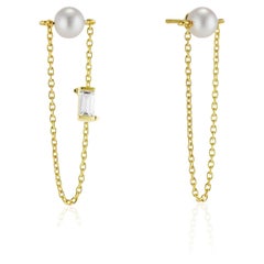 Used Senia Gold Plated Pearl Veil Earrings