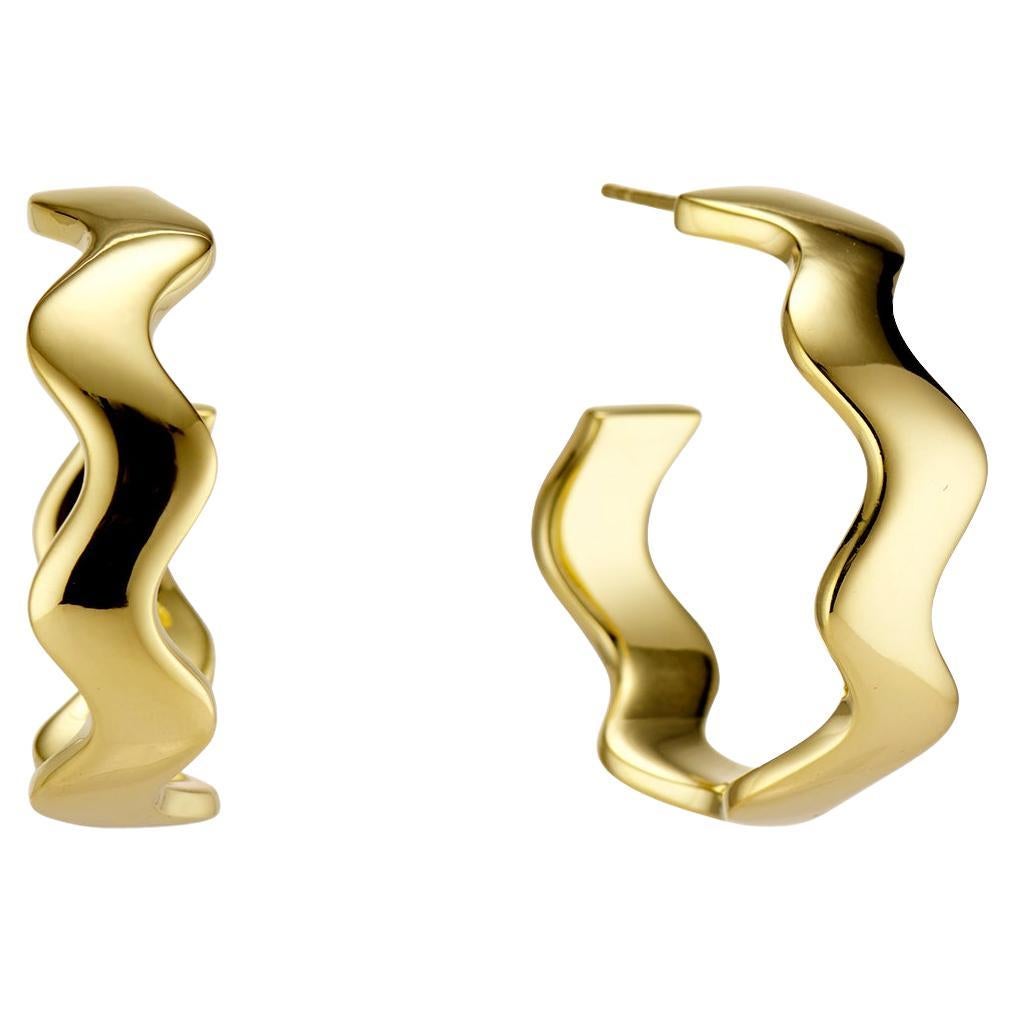 Senia Gold Plated Wavy Hoops For Sale
