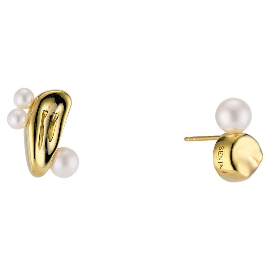Senia Paloma Studs Gold Plated and Pearl  For Sale