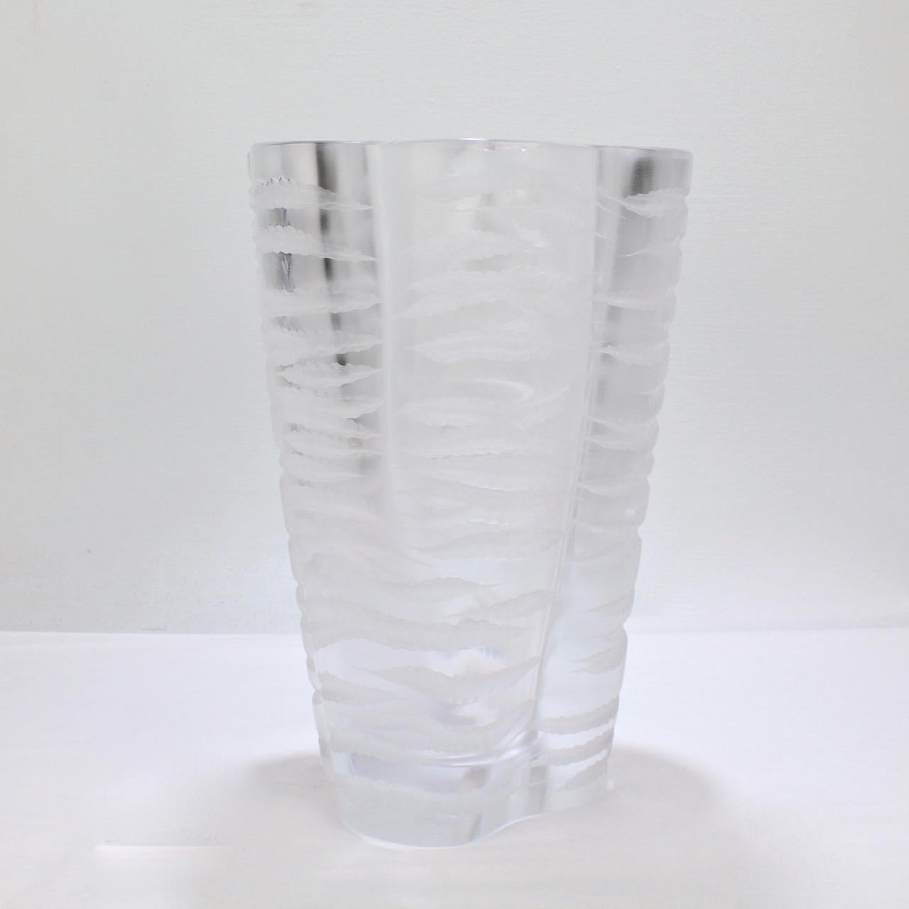 Senlis, a Mid-Century Modern French Art Glass Vase by Marc Lalique for Lalique In Good Condition In Philadelphia, PA