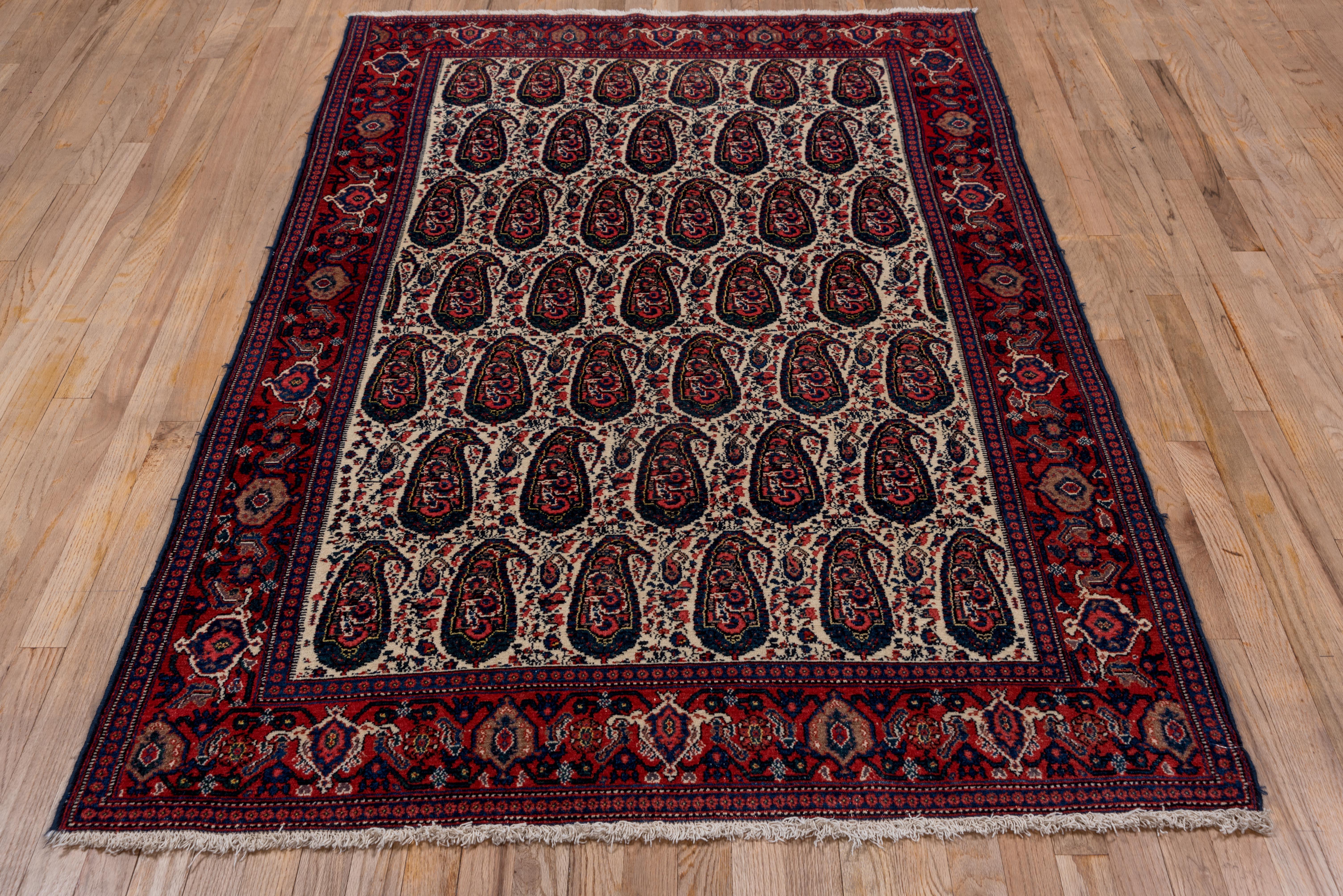 Wool Senne Persian Antique Rug in Various Purple Shades For Sale
