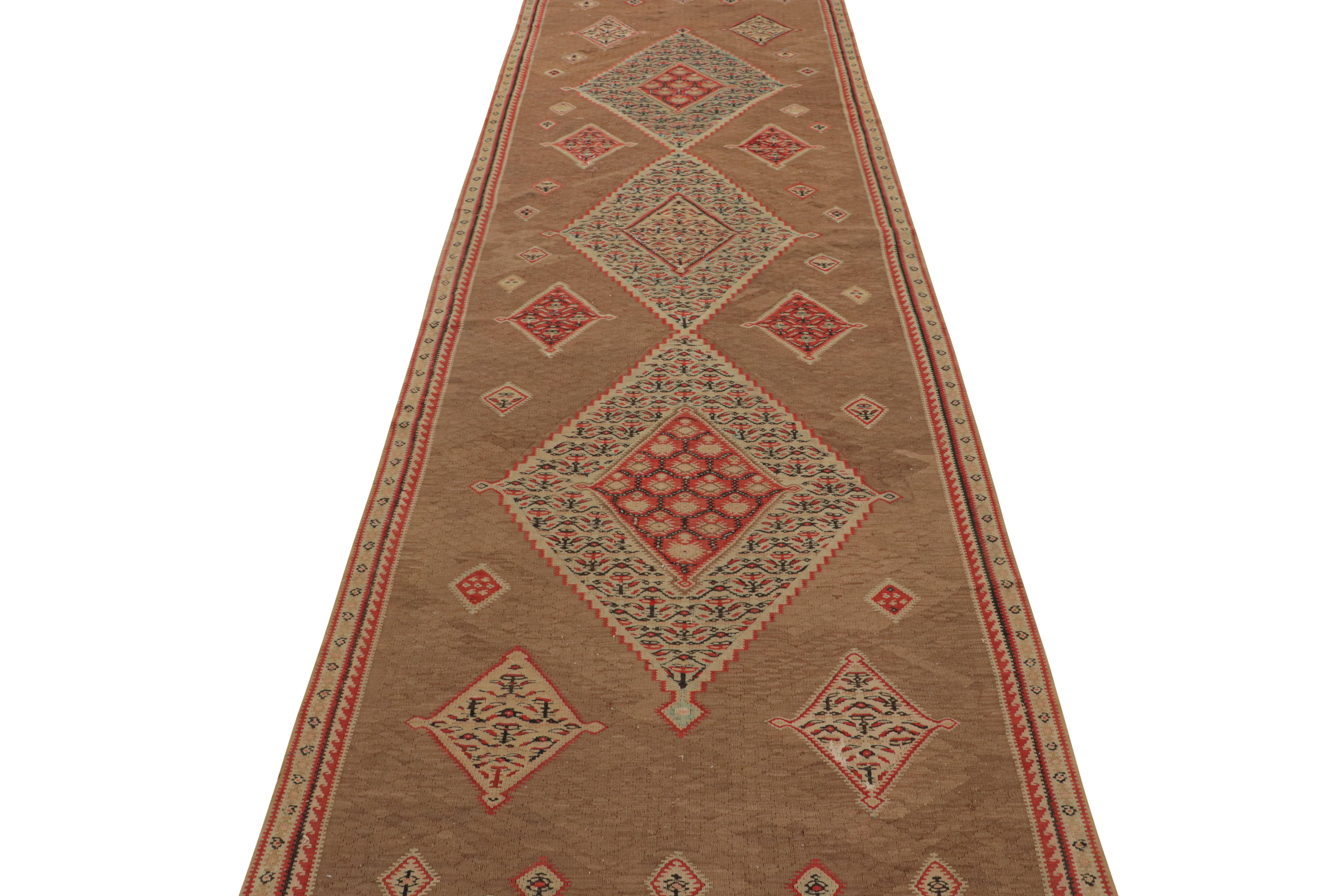 Mid-20th Century Senneh Beige and Red Wool Persian Kilim Rug by Rug & Kilim For Sale