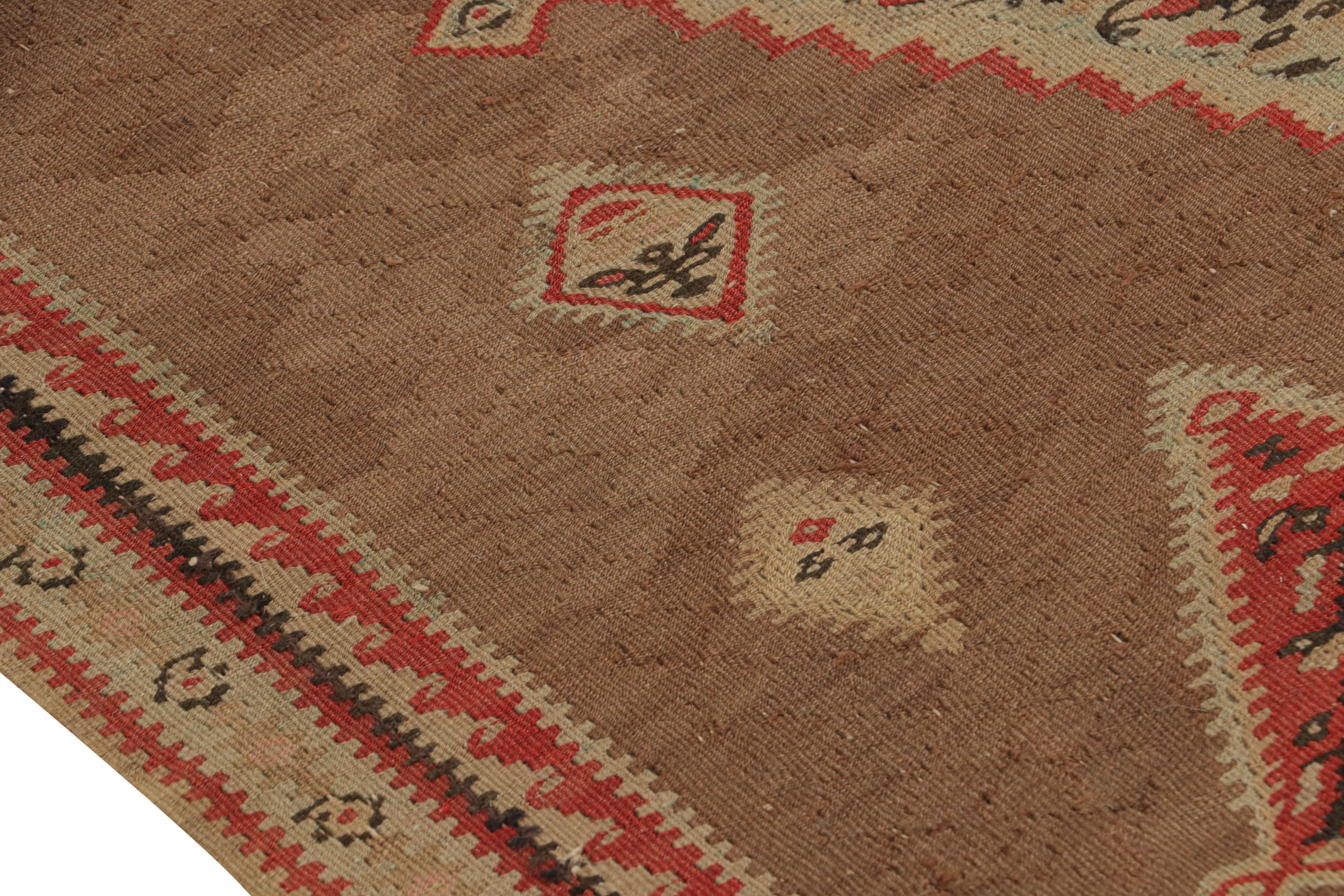 Senneh Beige and Red Wool Persian Kilim Rug by Rug & Kilim For Sale 1