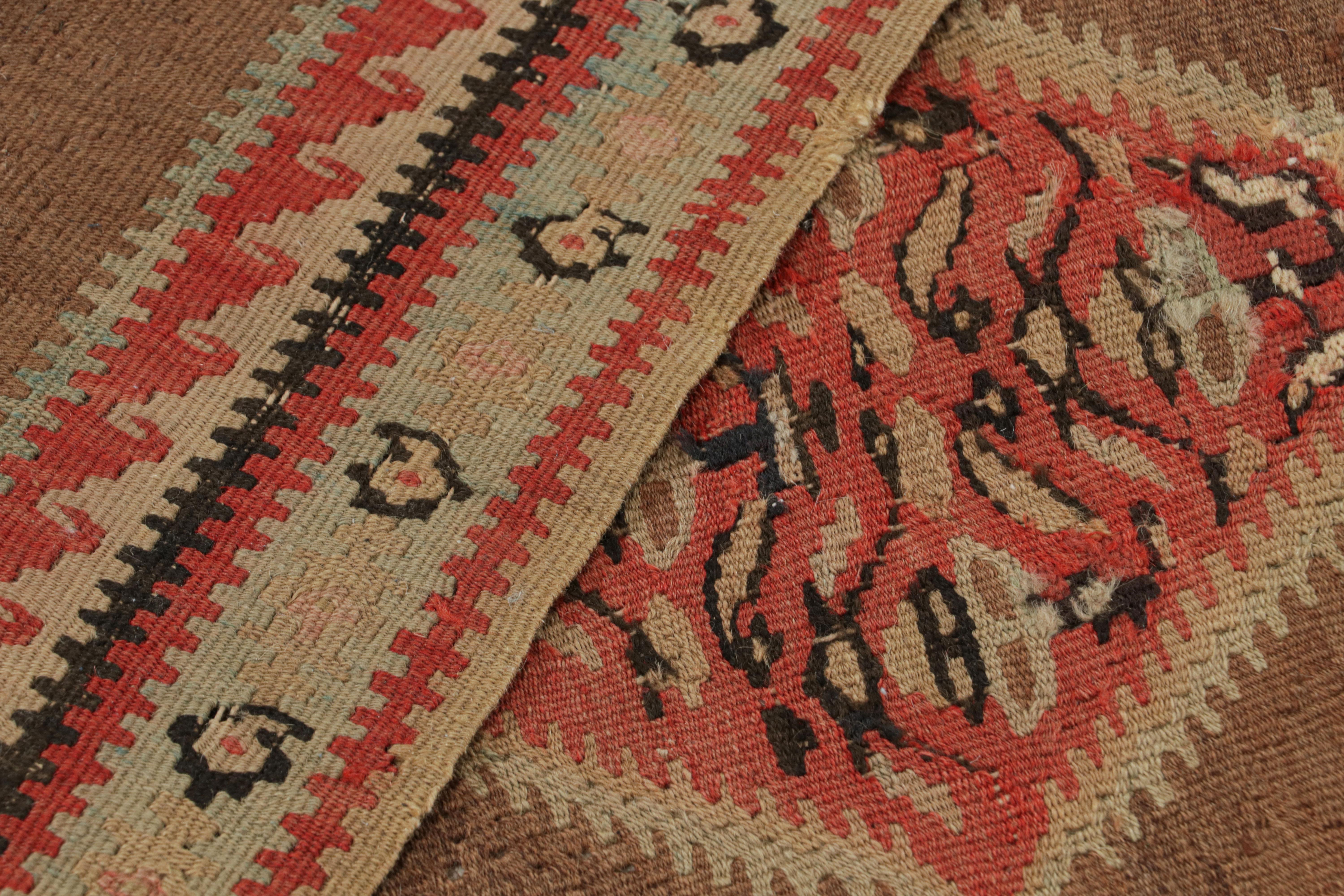 Senneh Beige and Red Wool Persian Kilim Rug by Rug & Kilim For Sale 2