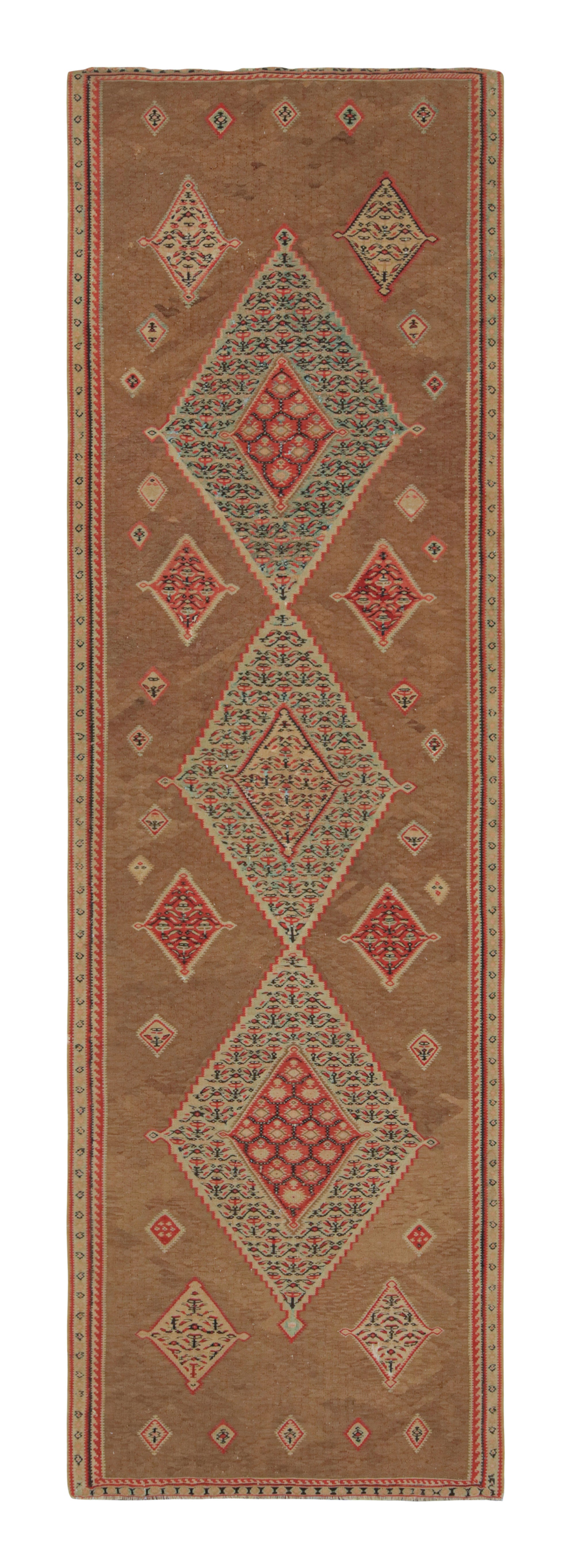 Senneh Beige and Red Wool Persian Kilim Rug by Rug & Kilim For Sale