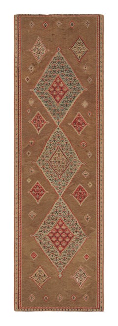 Senneh Beige and Red Wool Persian Kilim Rug by Rug & Kilim