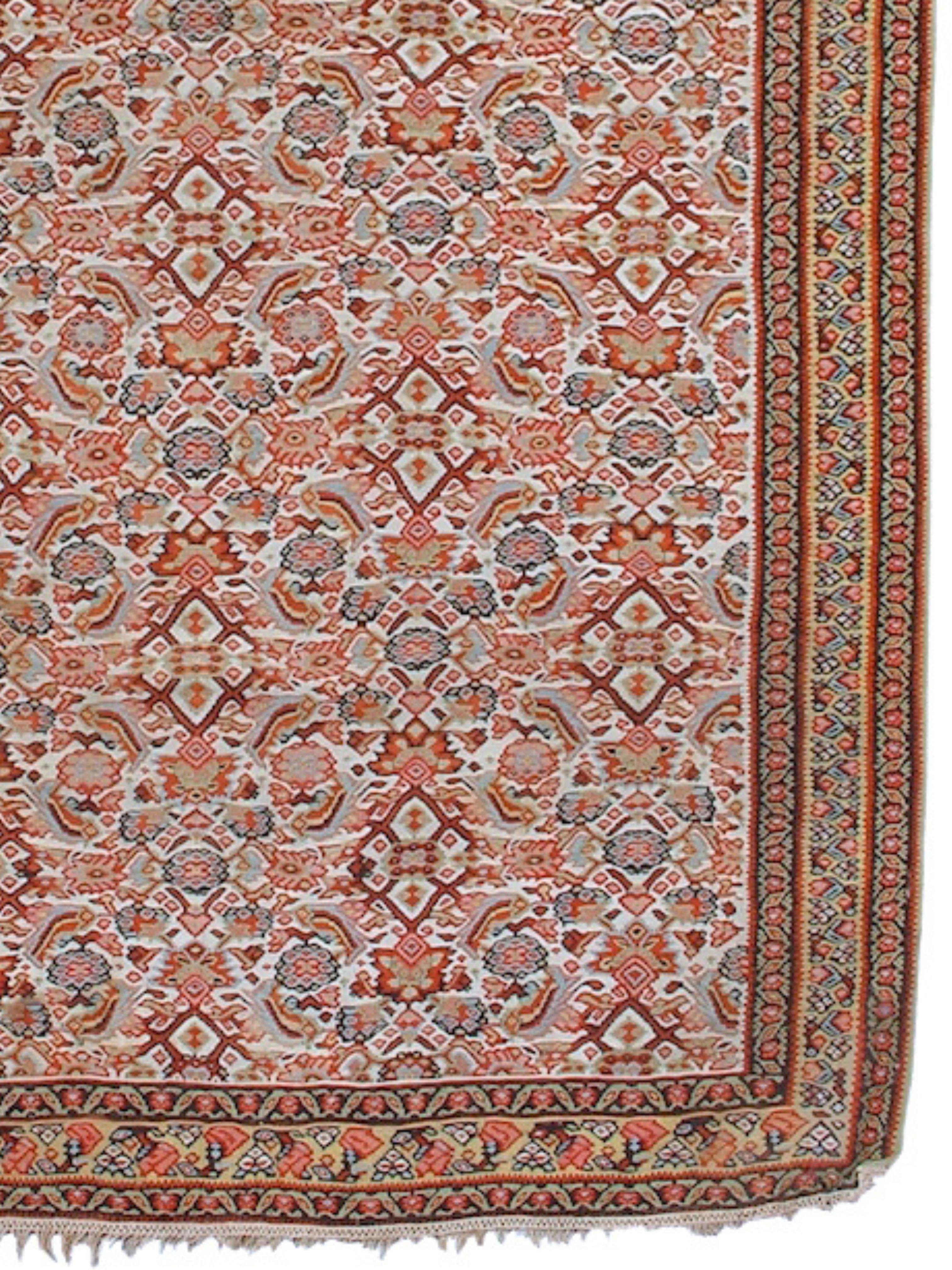 Hand-Knotted Senneh Kilim, 19th Century For Sale