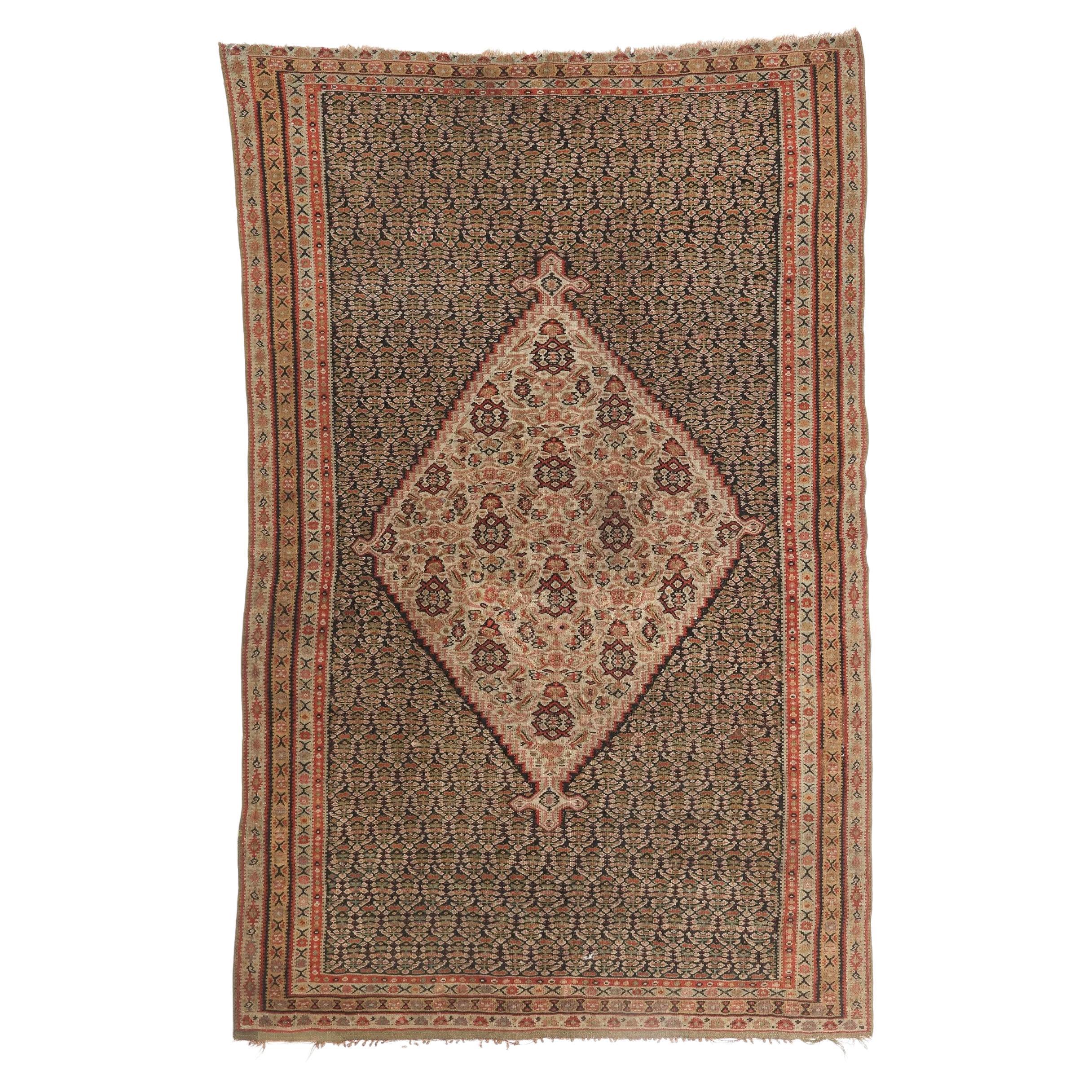 Senneh Kilim Late 19th C. Wool Rug For Sale