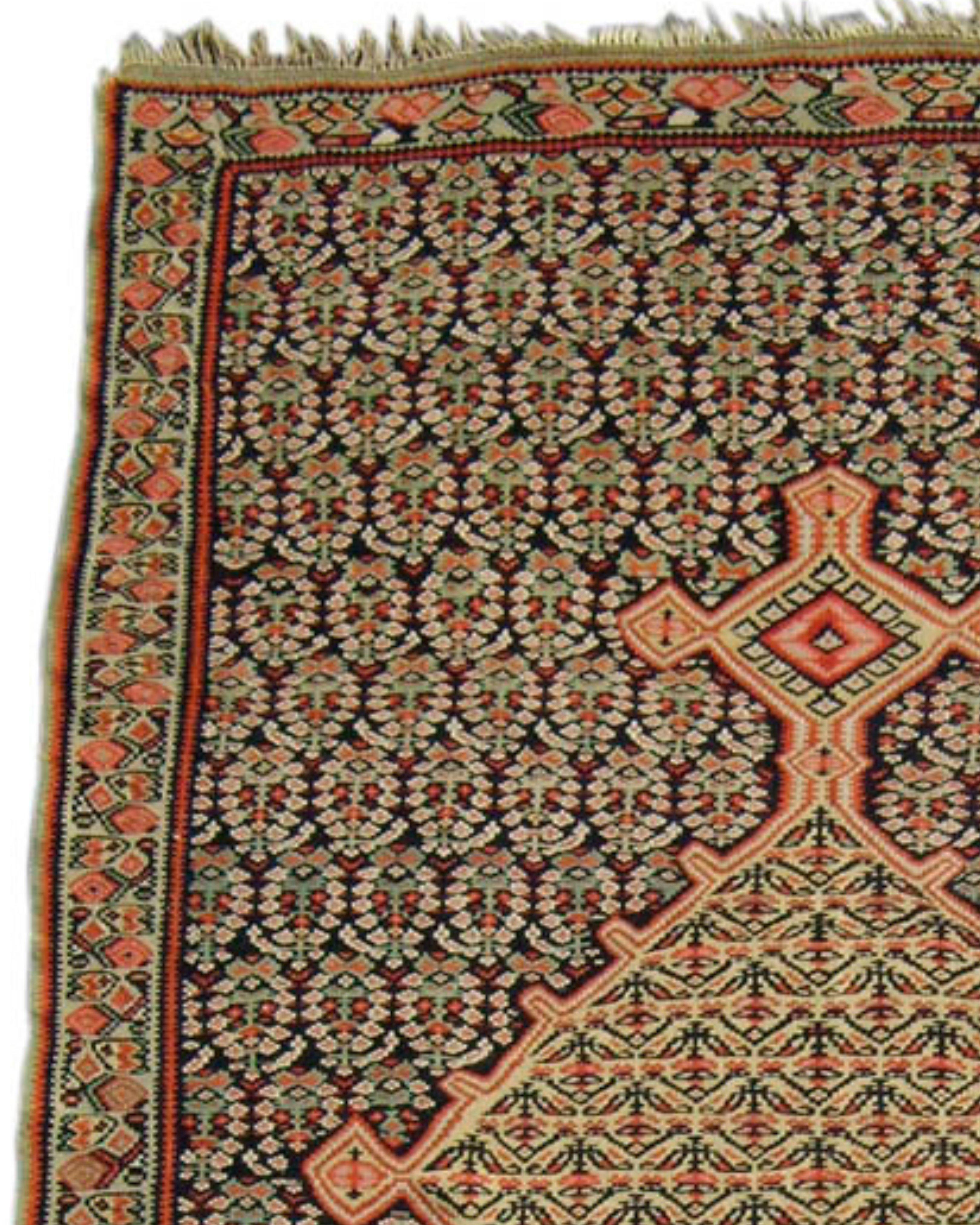 Hand-Woven Antique Persian Senneh Kilim Rug, 19th Century For Sale