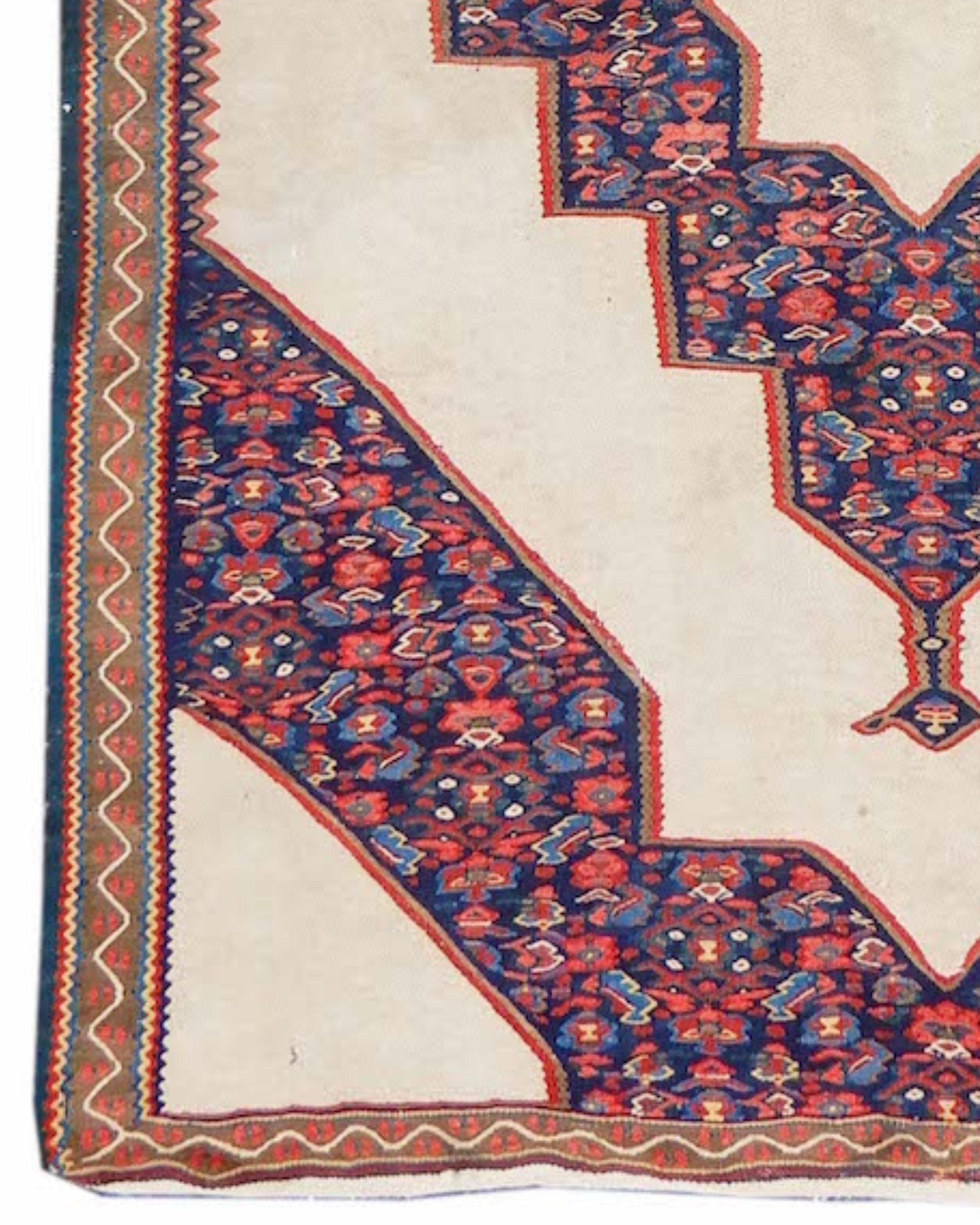 Hand-Knotted Senneh Kilim Rug, c. 1900 For Sale