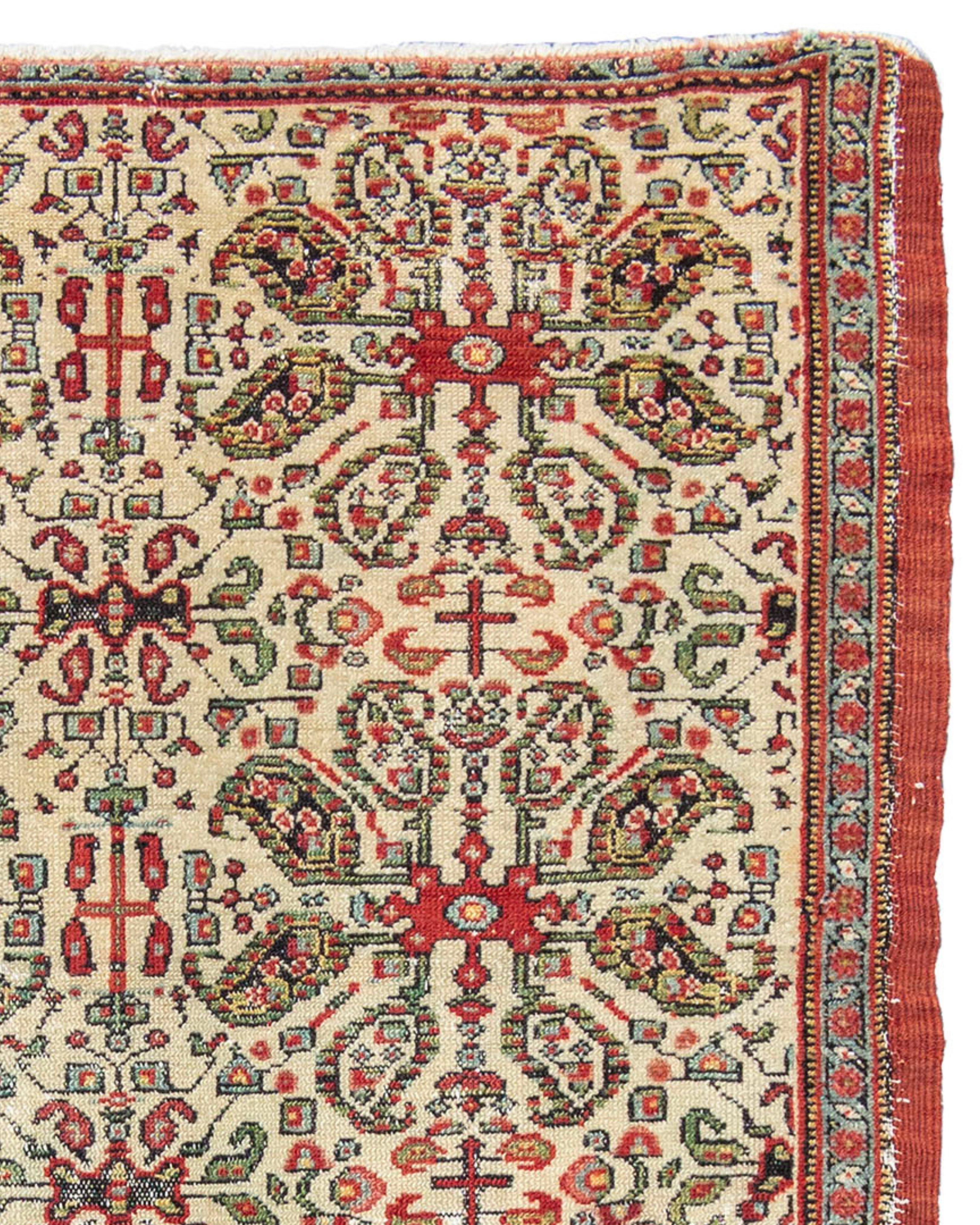 Senneh Mat Rug with Multi Cord Selvedge, 19th Century. 

Great wide multi-cord selvedge. Very rare to find these in mat sizes.

Additional Information:
Dimensions: 2'2