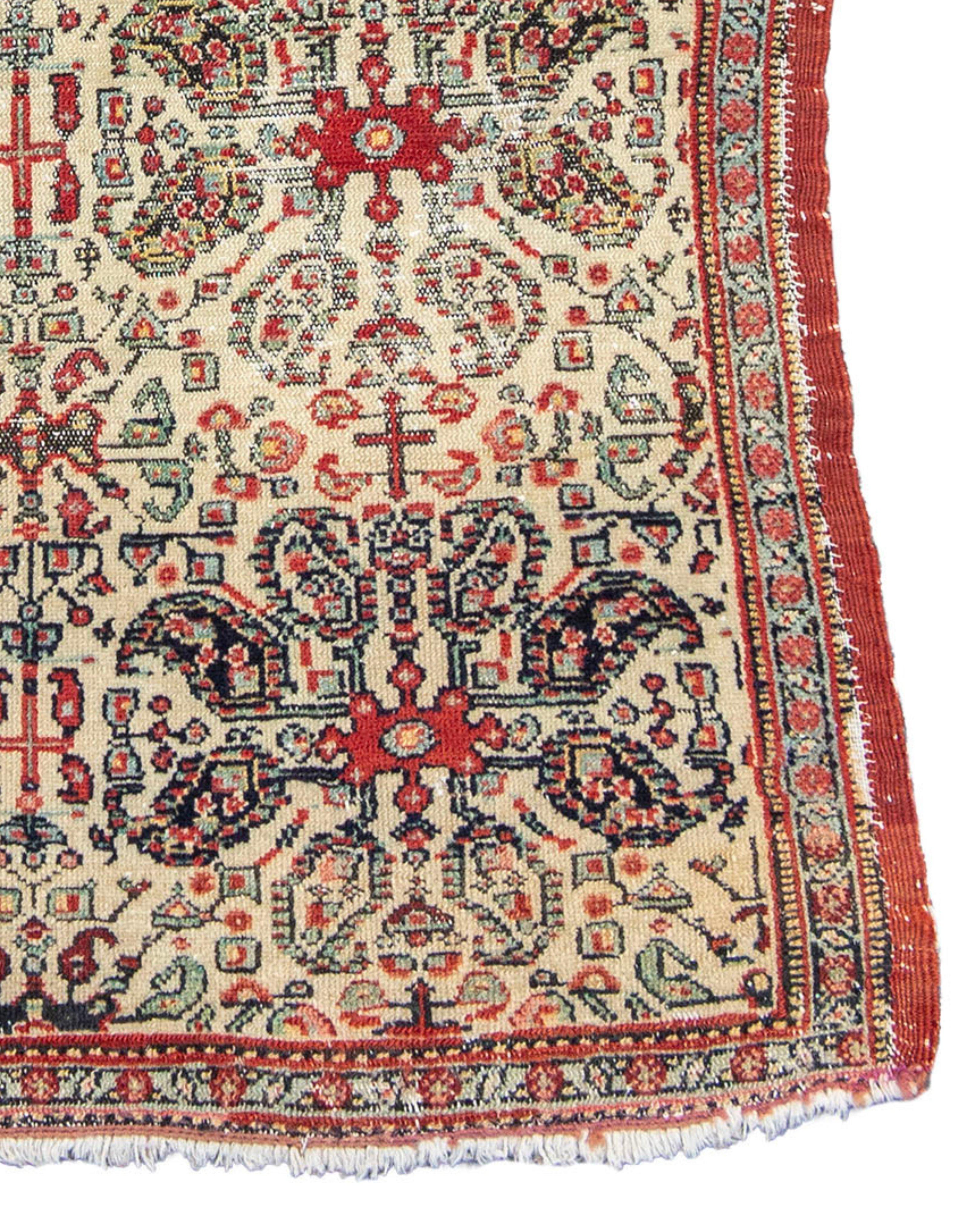 Tapis Senneh avec Selvedge de cordes multiples, 19ème siècle Bon état - En vente à San Francisco, CA